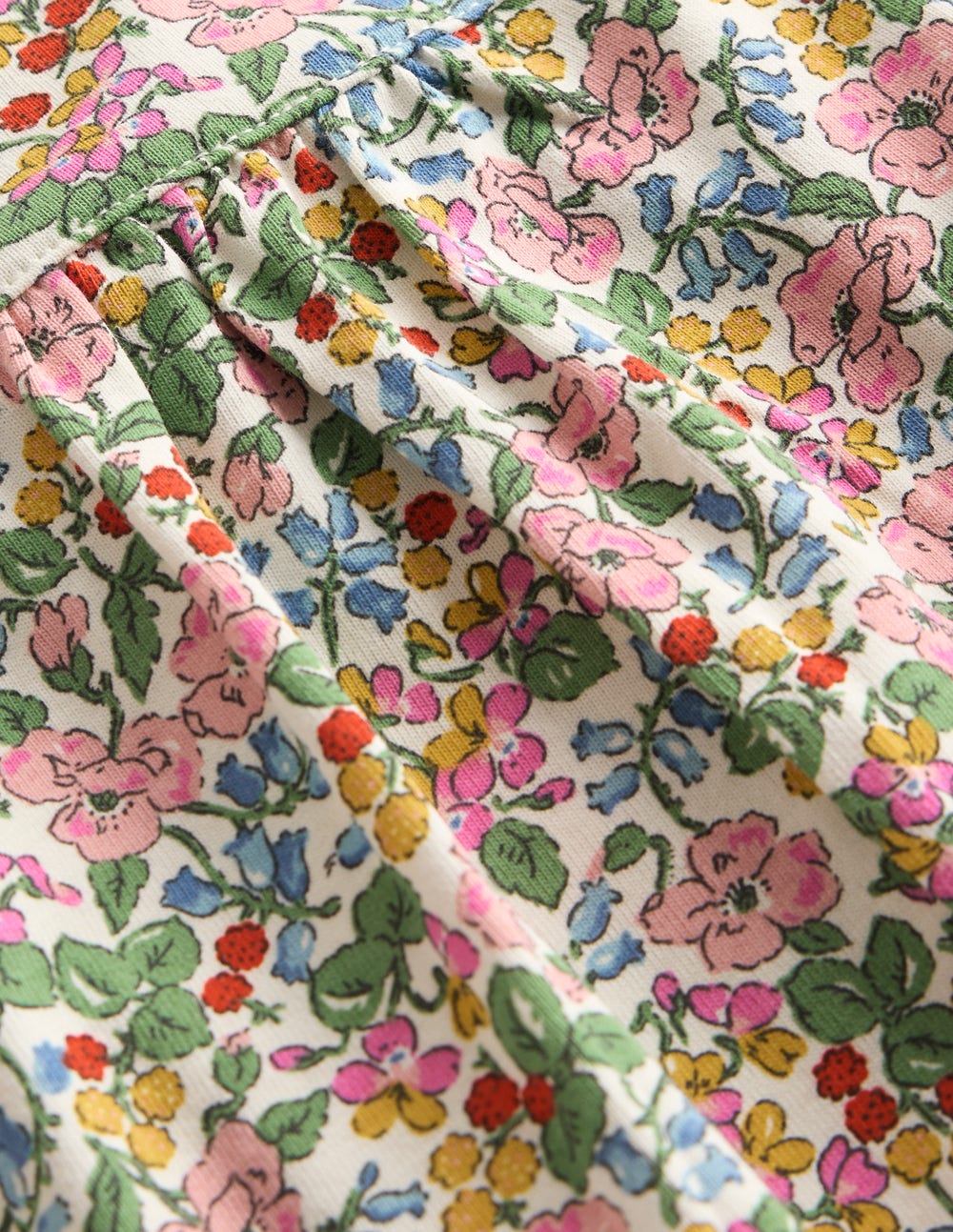 Langärmliges Nachthemd mit Druck-Kokosmilch Beere Blumenmuster