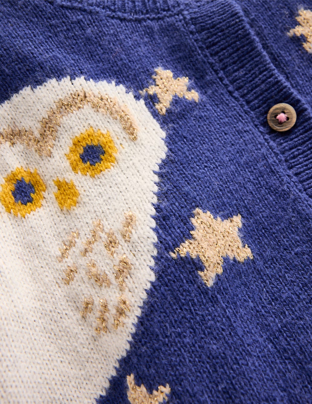Strickjacke mit lustigem Motiv-Saphirblaue Eulen