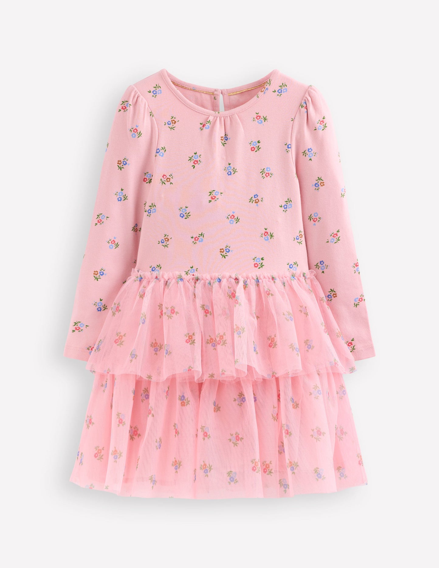 Kleid aus Tüll-Mix-Vintage-Rosa Kleines Blumenmuster