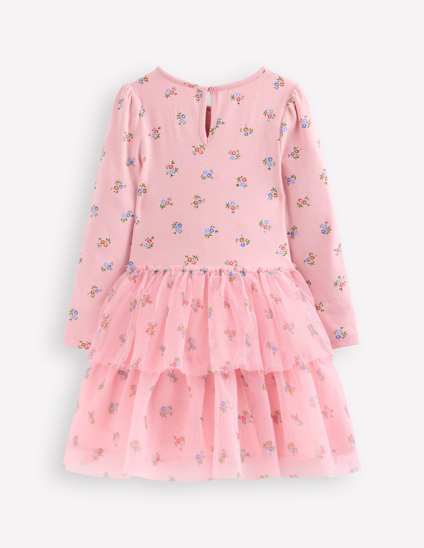 Kleid aus Tüll-Mix-Vintage-Rosa Kleines Blumenmuster