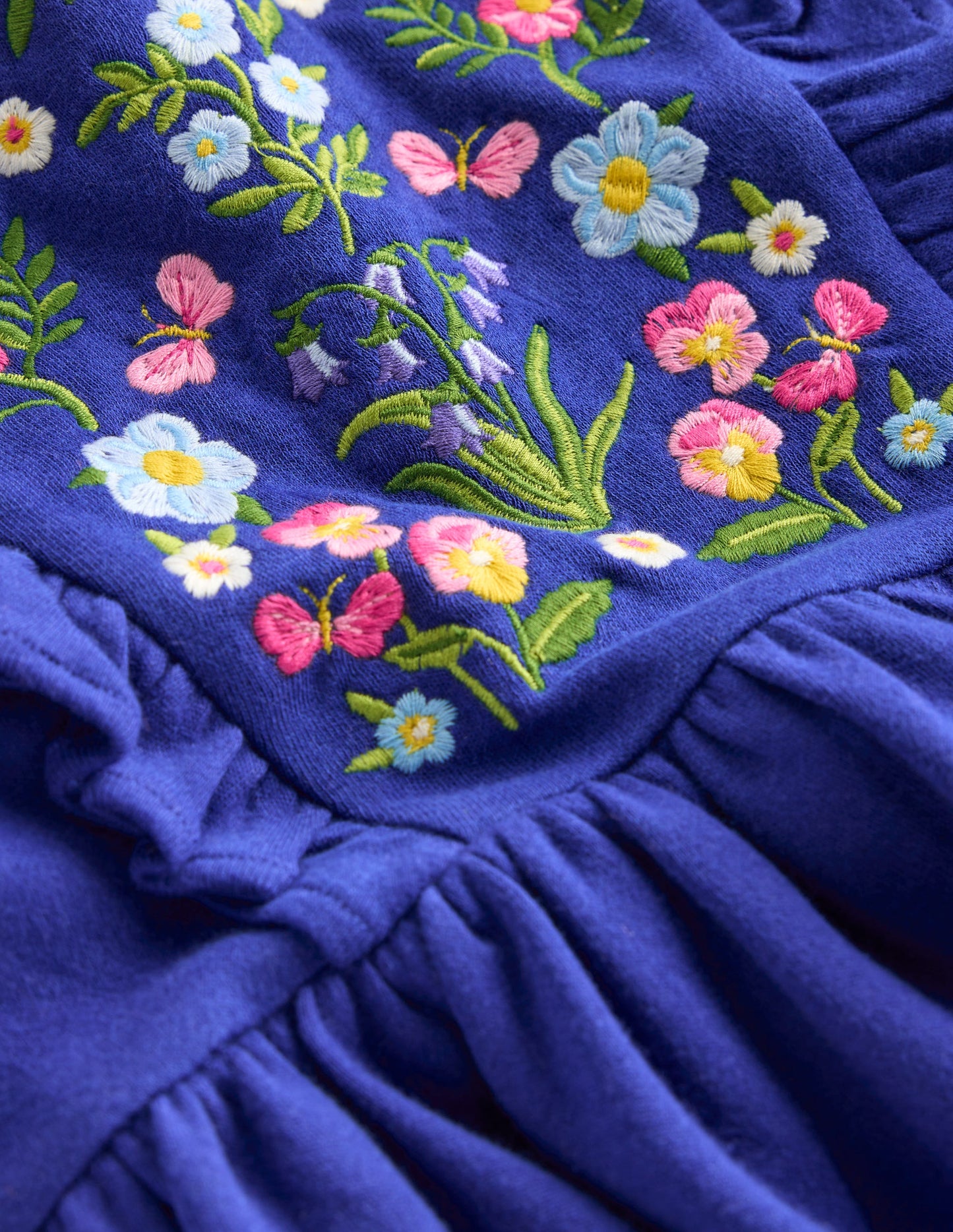 Kleid mit besticktem Oberteil-Saphirblau