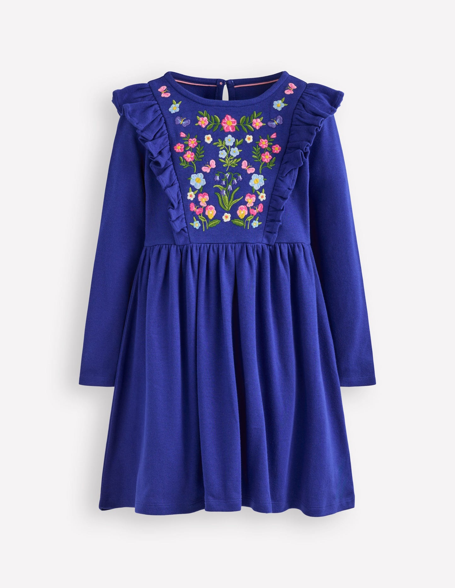 Kleid mit besticktem Oberteil-Saphirblau