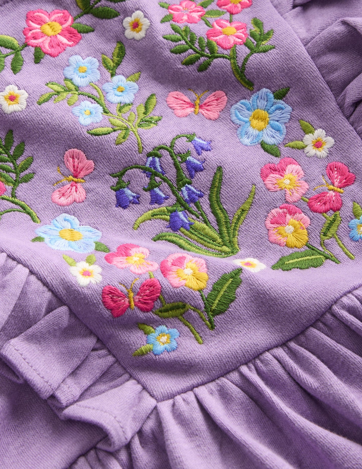 Kleid mit besticktem Oberteil-Traubenlila