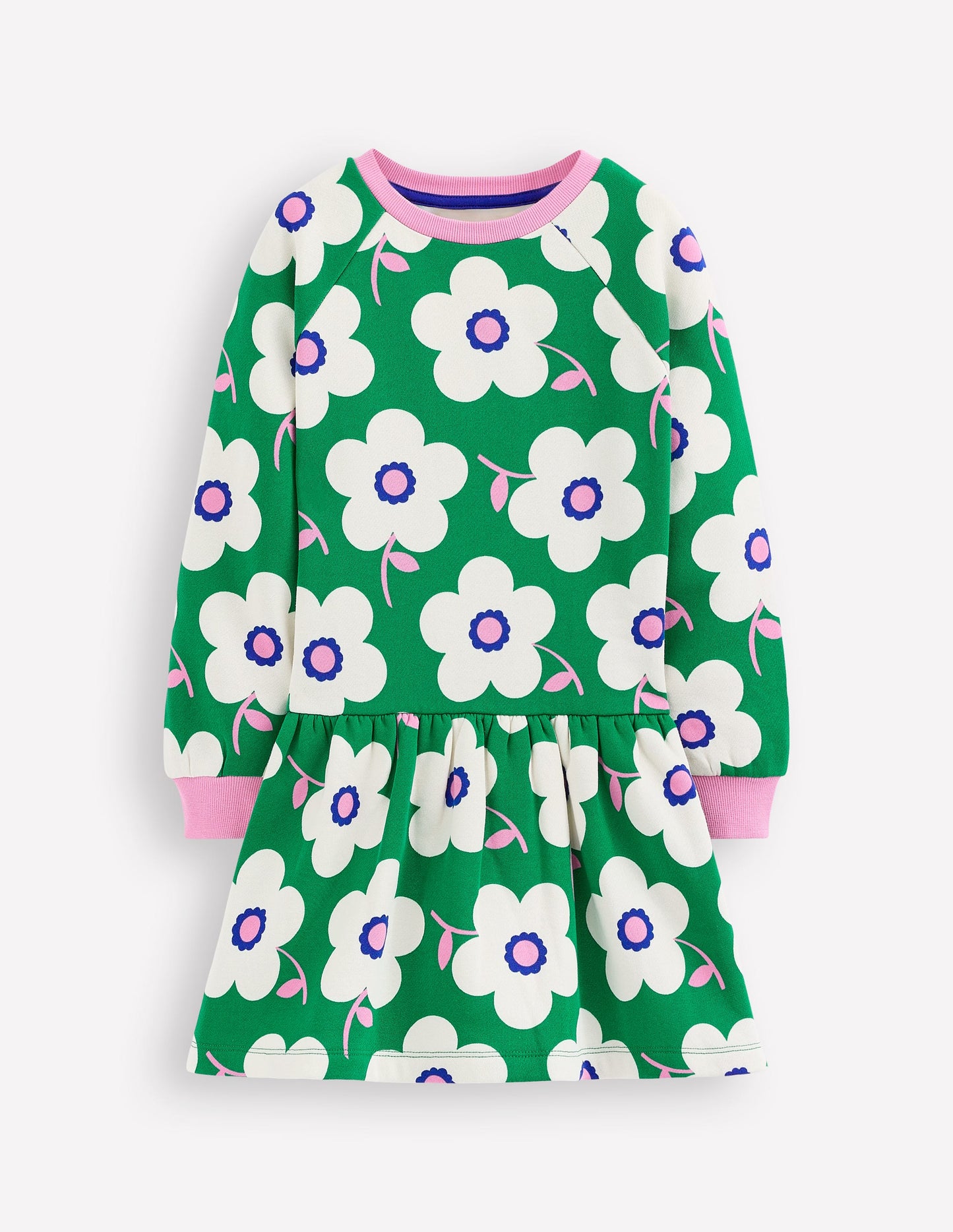 Kuscheliges Sweatshirt-Kleid-Sattes Smaragdgrün Riesengänseblümchen
