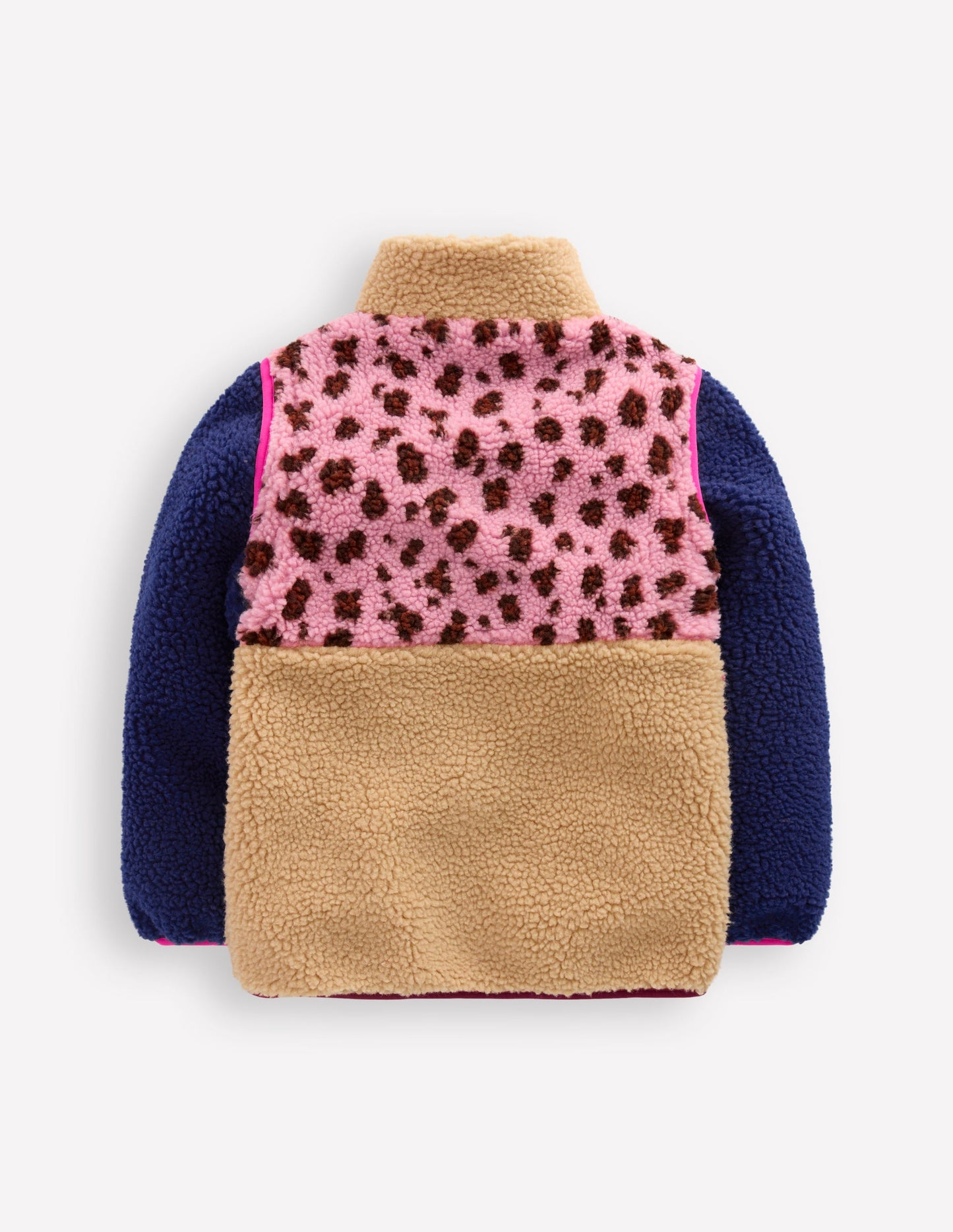 2-in-1-Teddyfell-Jacke-Pink Leopardenmuster