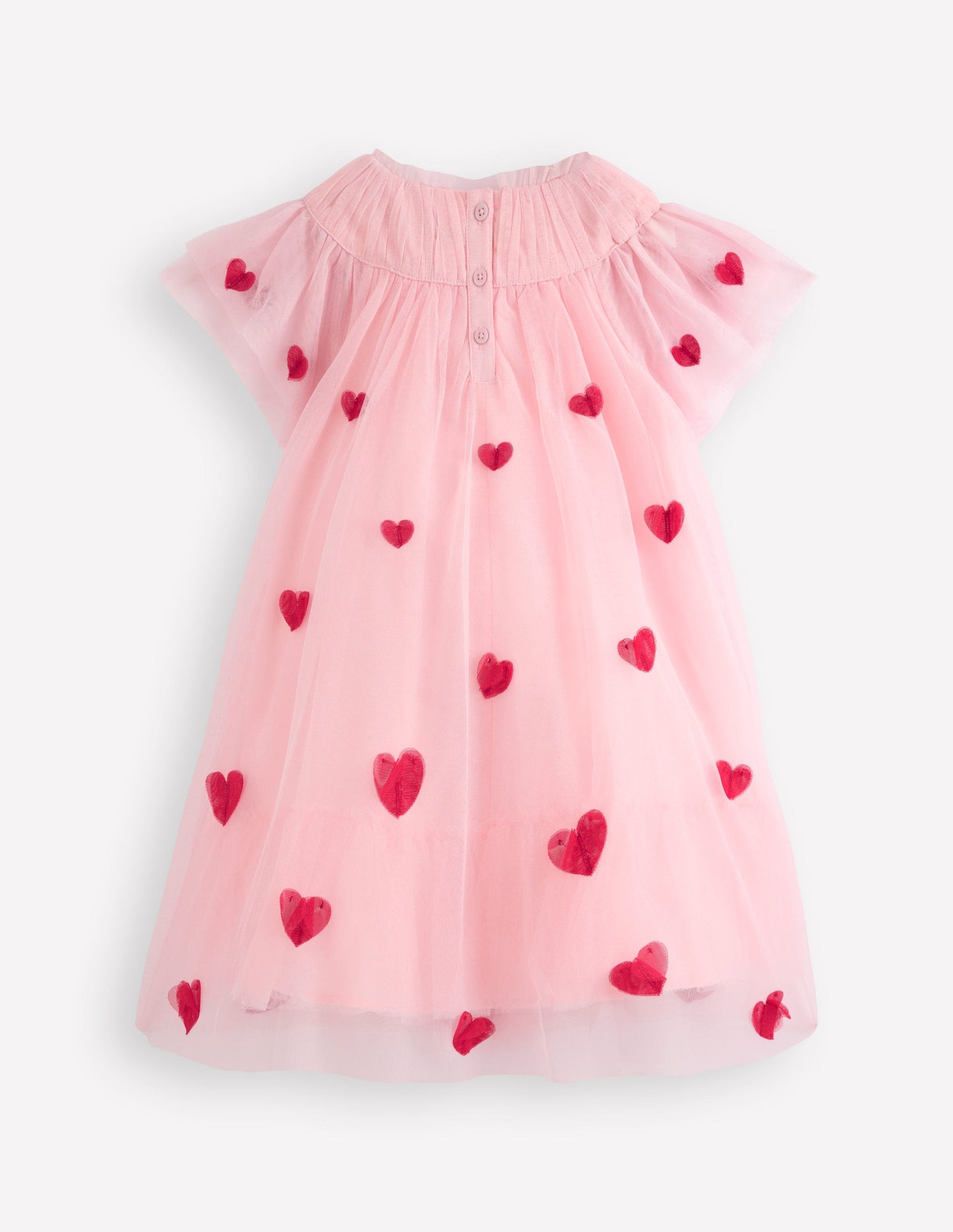 Gestuftes Tüllkleid-Kreiderosa Herzen