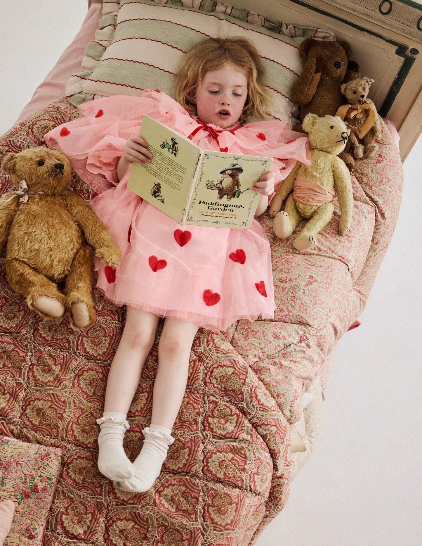 Gestuftes Tüllkleid-Kreiderosa Herzen