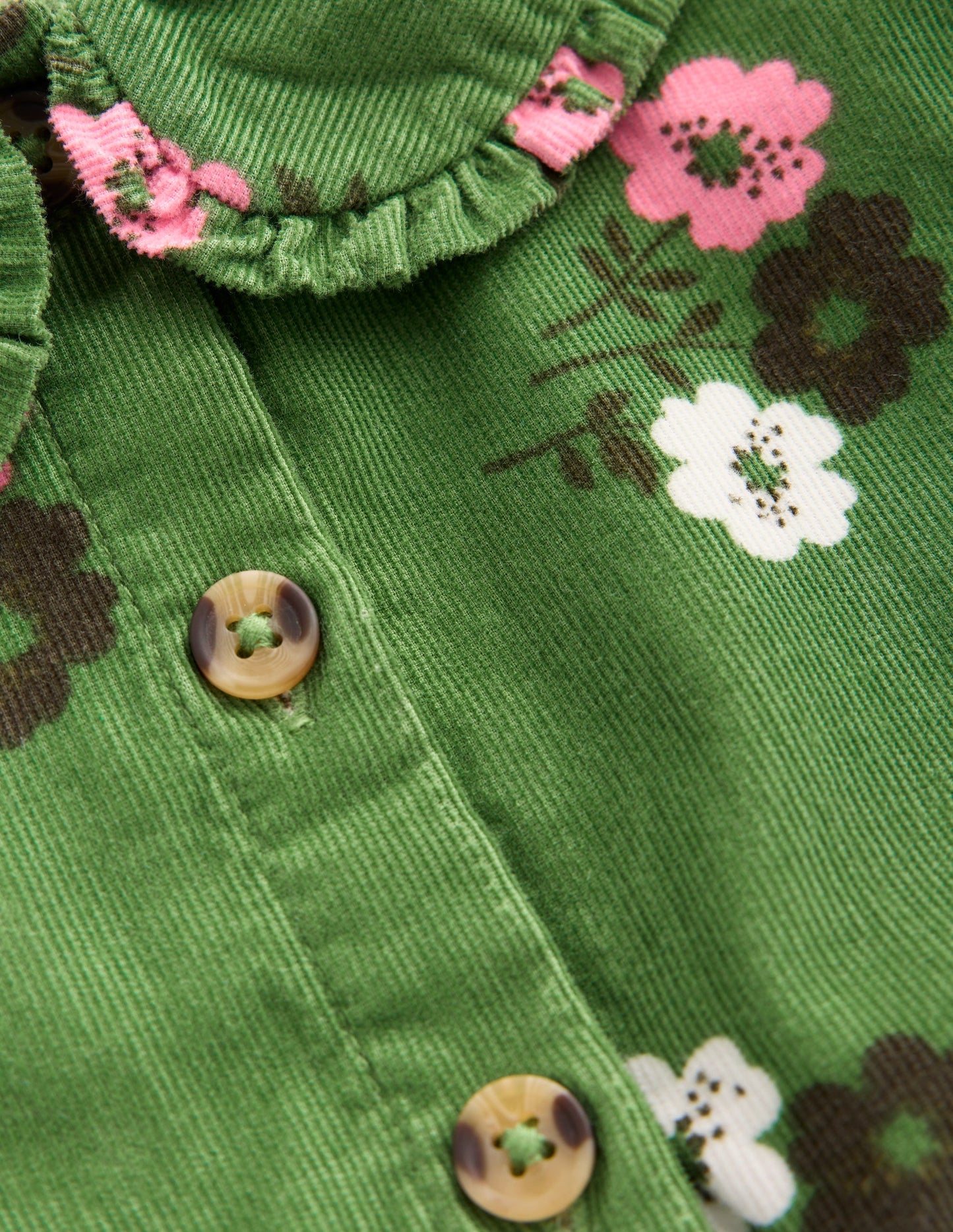 Robe tissée à col Minna-Motif petites fleurs vert