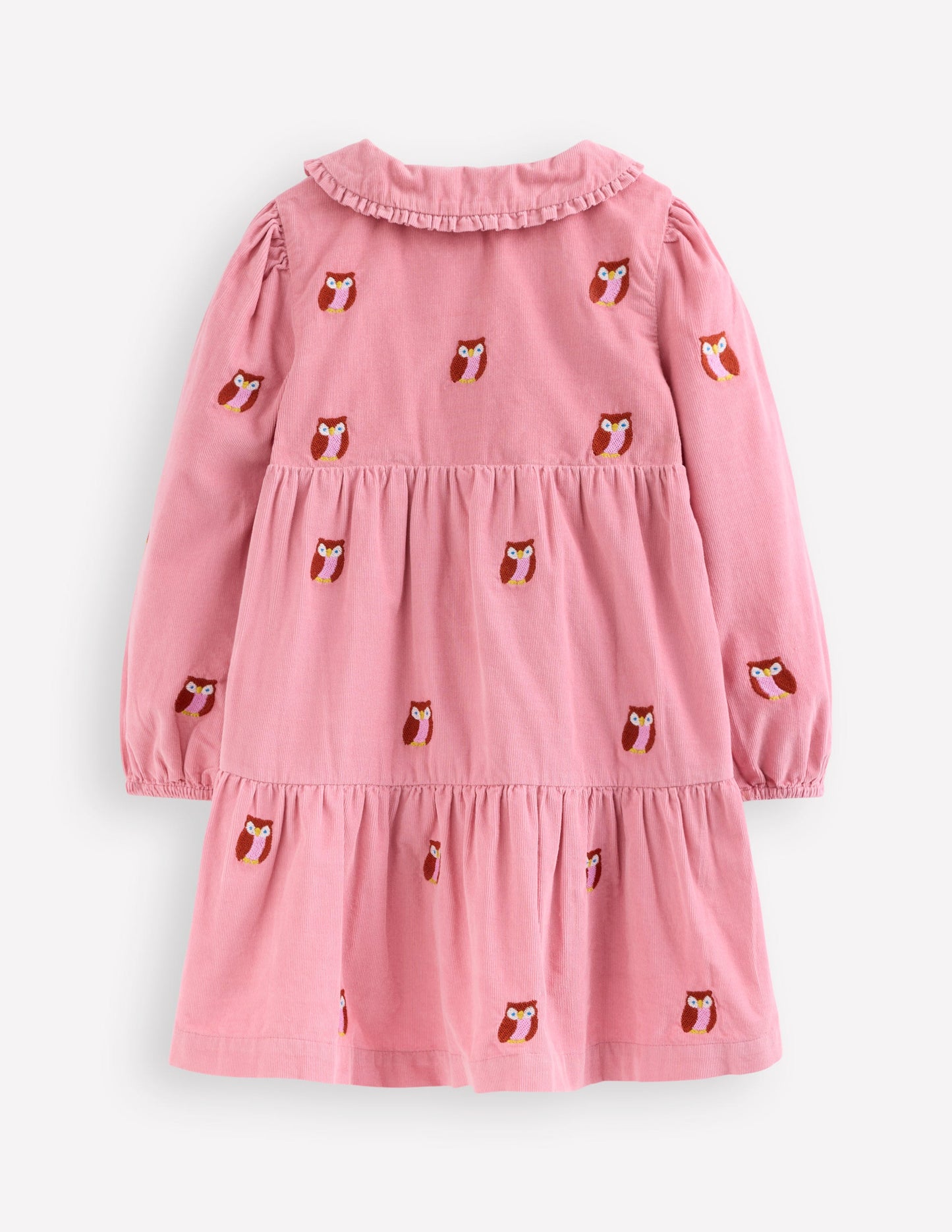 Robe tissée à col Minna-Broderie chouette rose