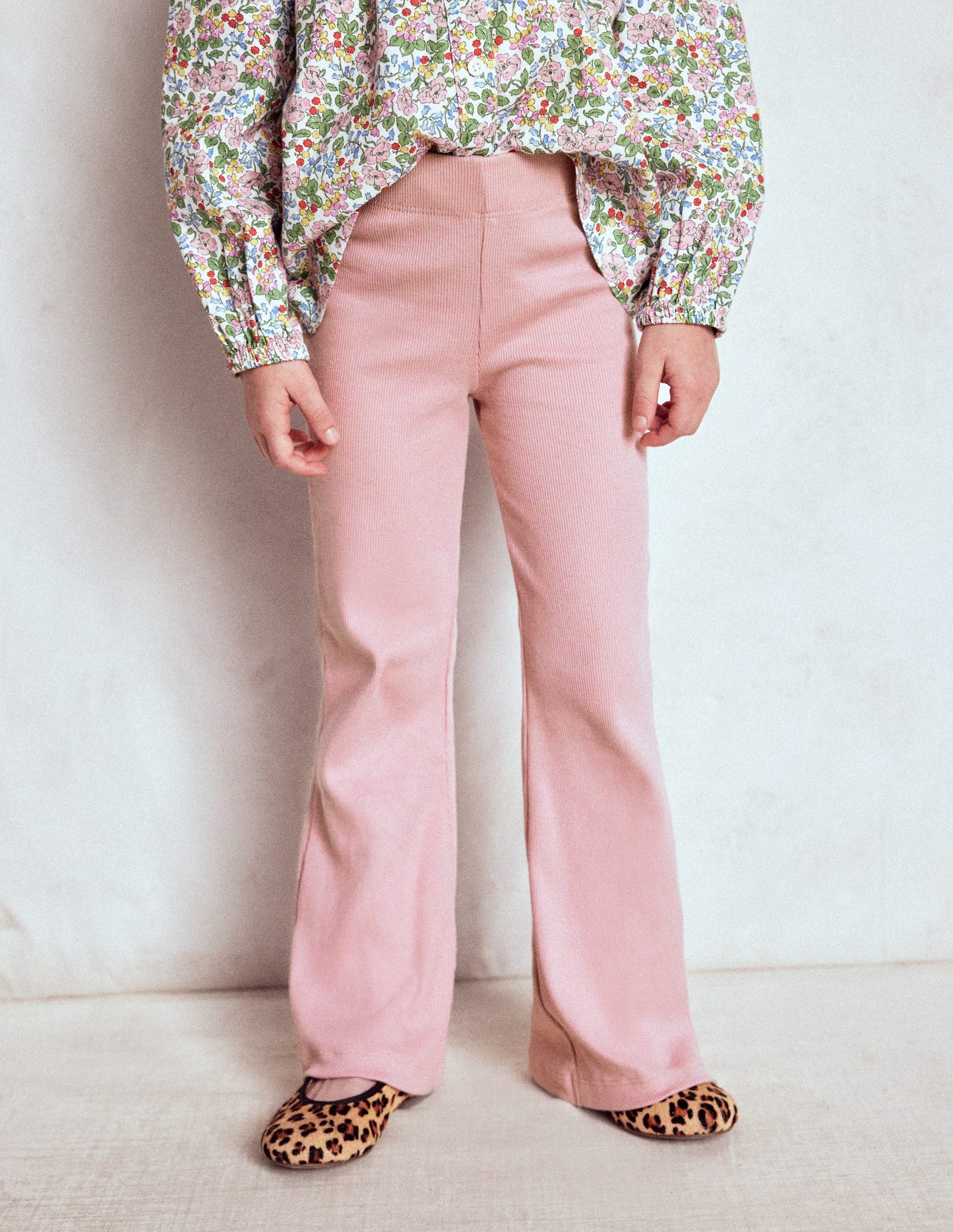 Ribbed Flare Leggings-Vintage Pink