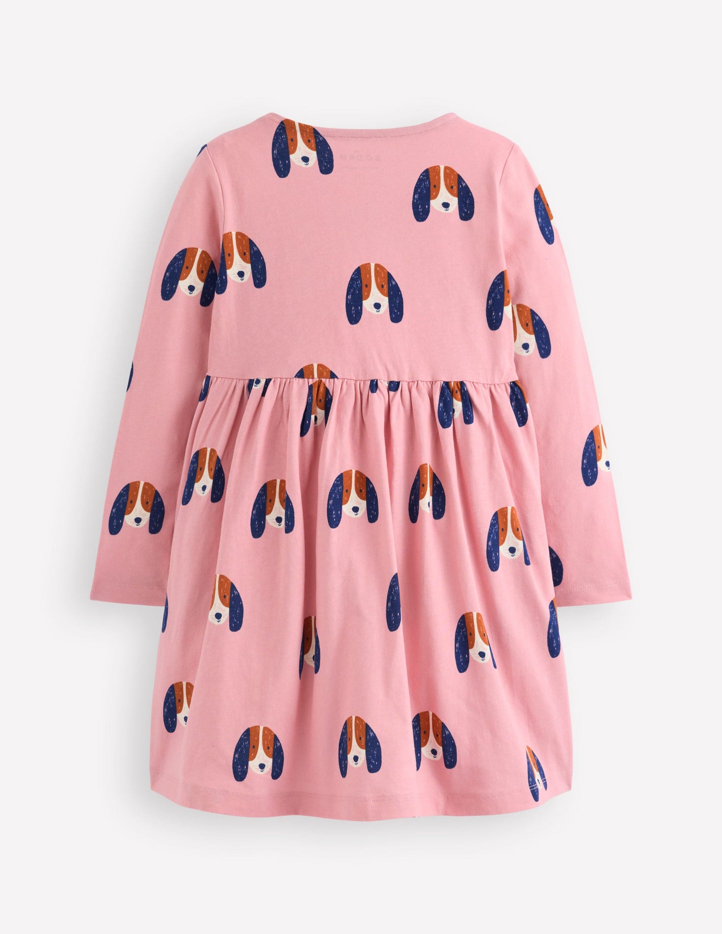 Robe en jersey fun avec poche en cœur-Chiots espacés rose vintage