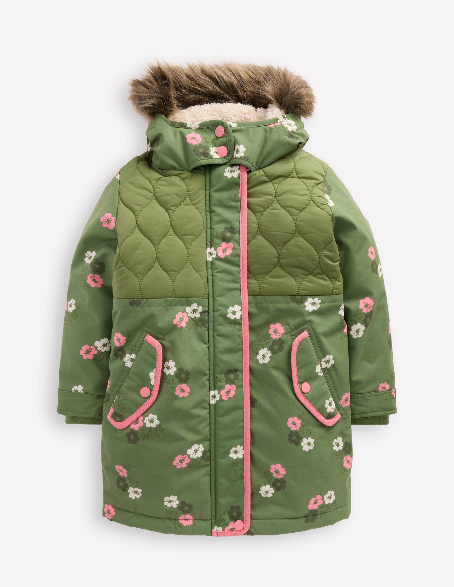 Joni Gesteppter Parka-Grün Geblümt