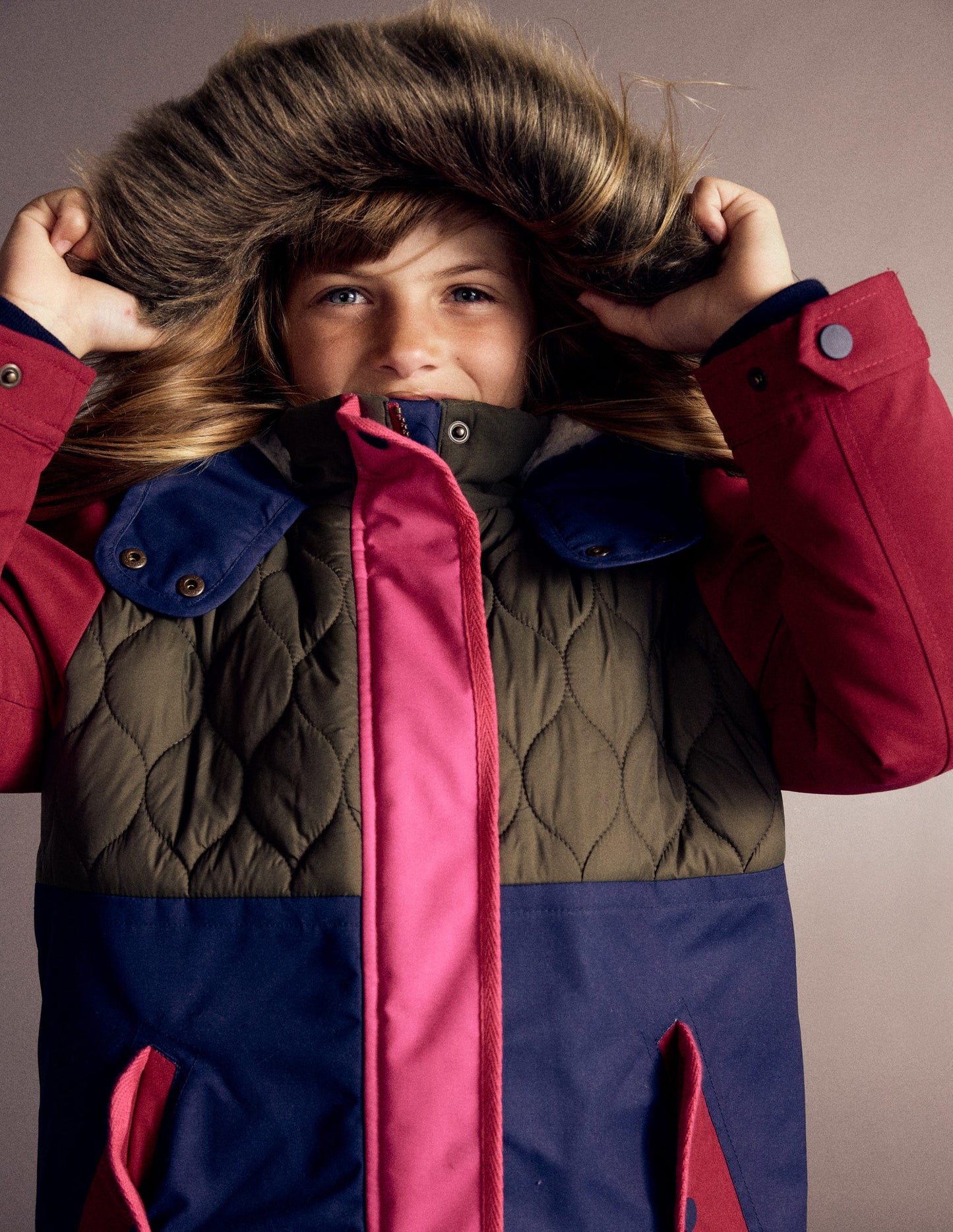 Joni Gesteppter Parka-Bunt, Blockfarben