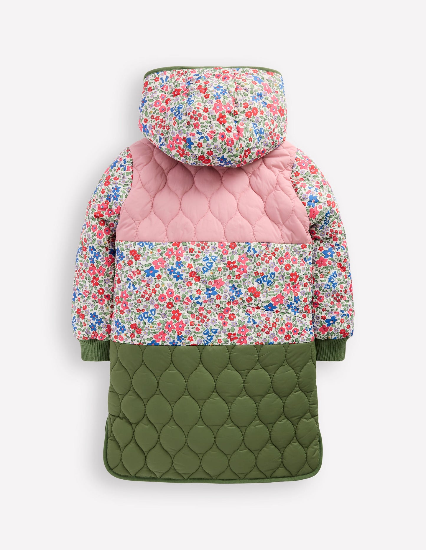 Manteau long cosy-Lit de fleurs rose