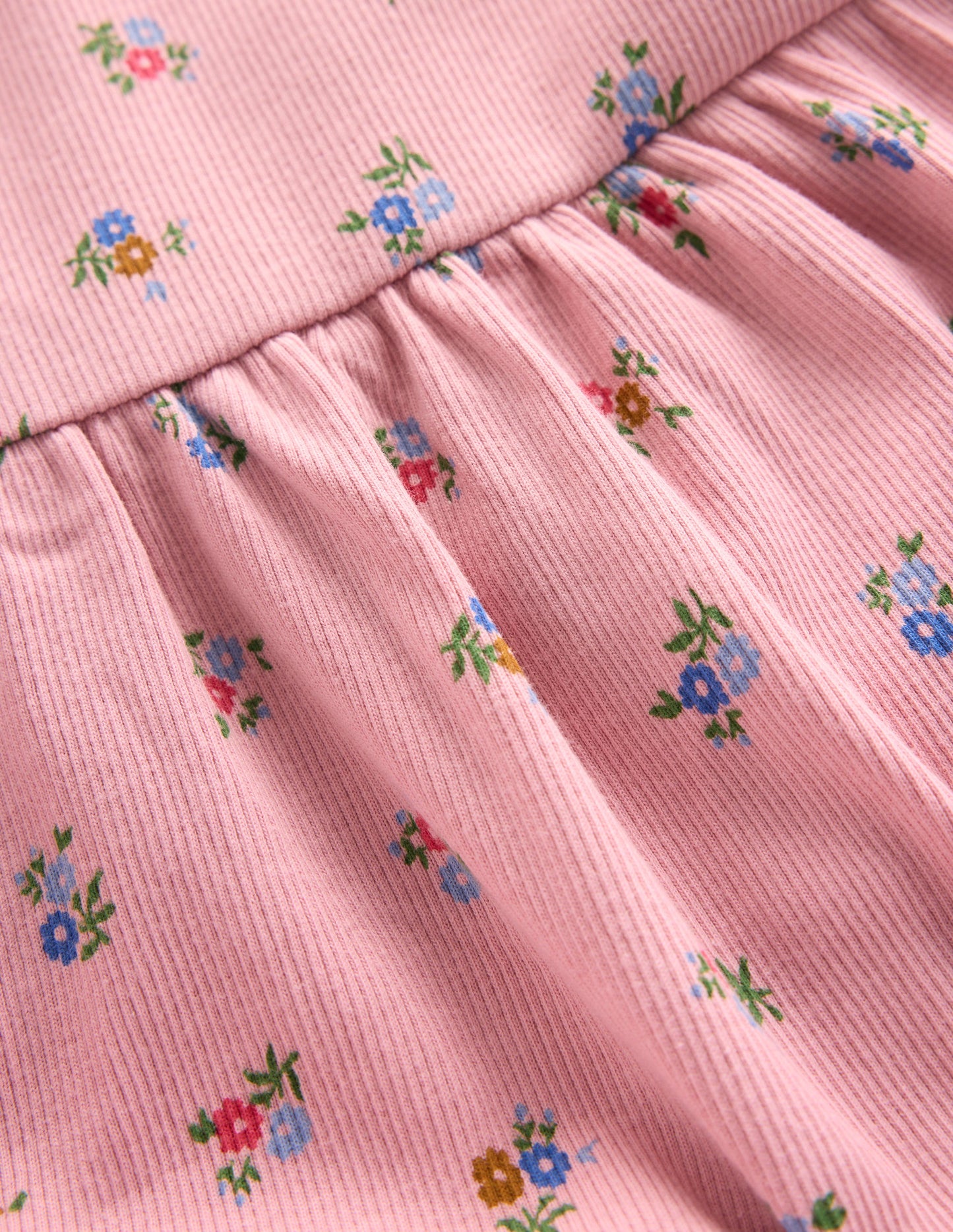Tunika-Set aus Rippstrick-Vintage-Rosa Blümchenmuster