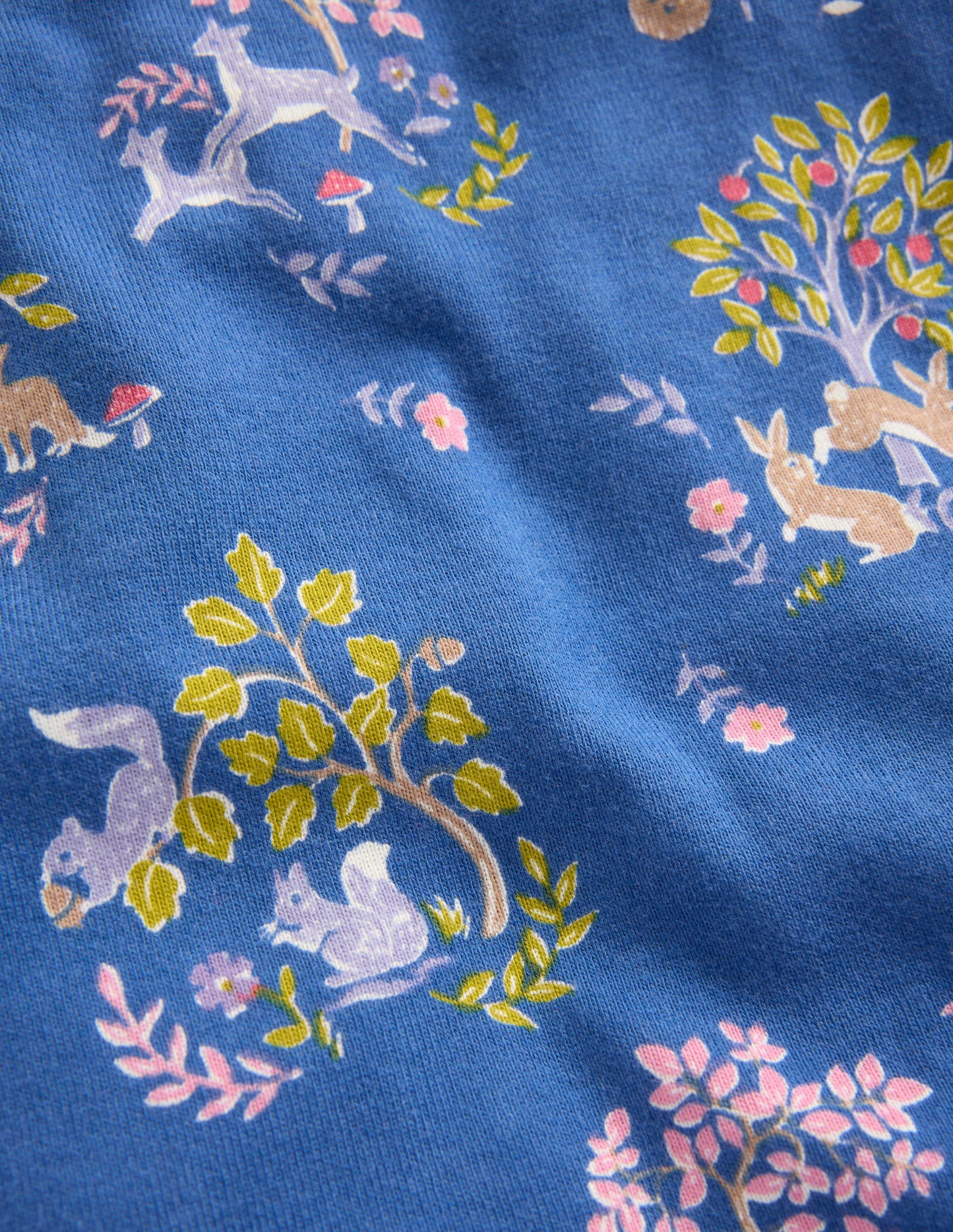 Eng anliegender, langer Schlafanzug-Blau Walddesign