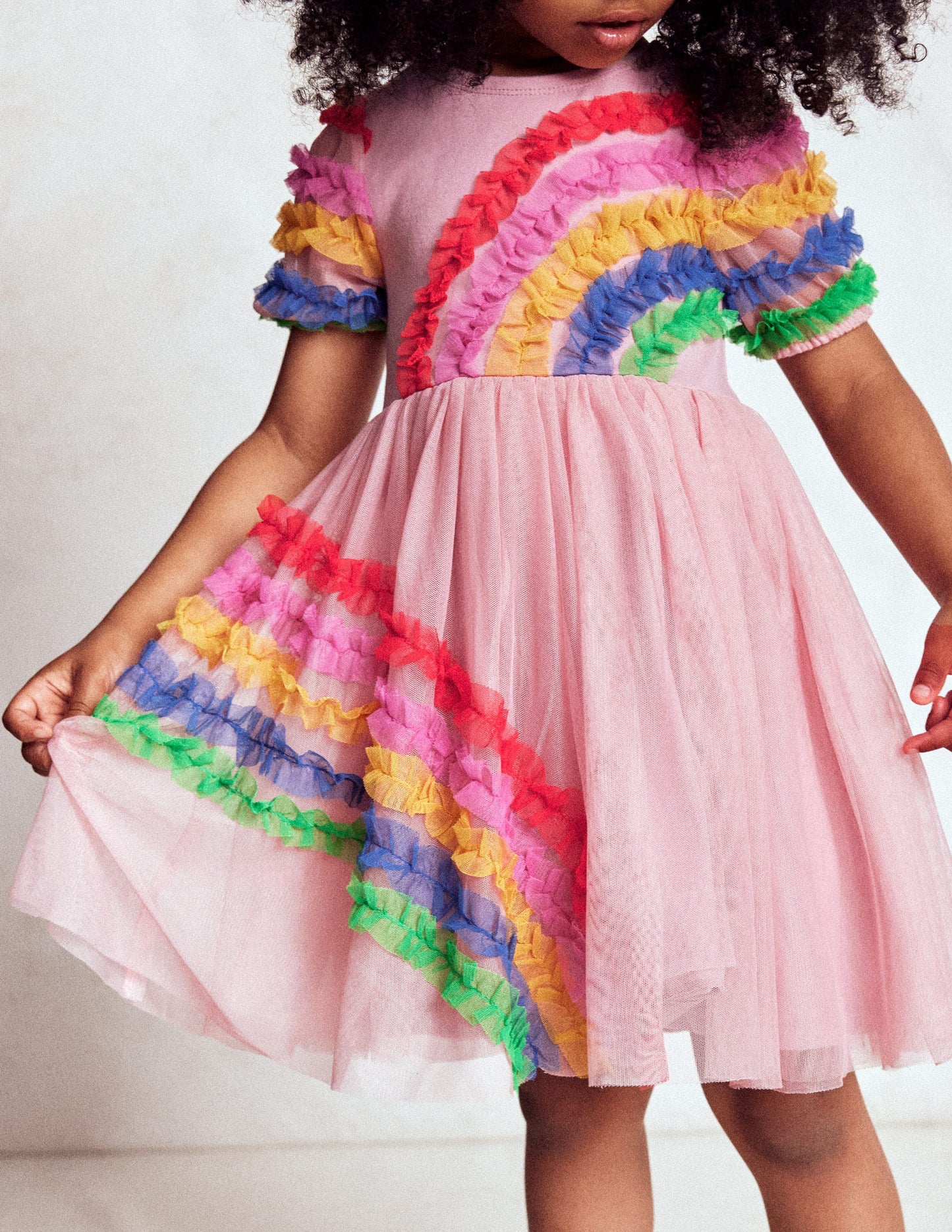Neues Jersey-Tüllkleid mit Logo-Zephyr Regenbogen