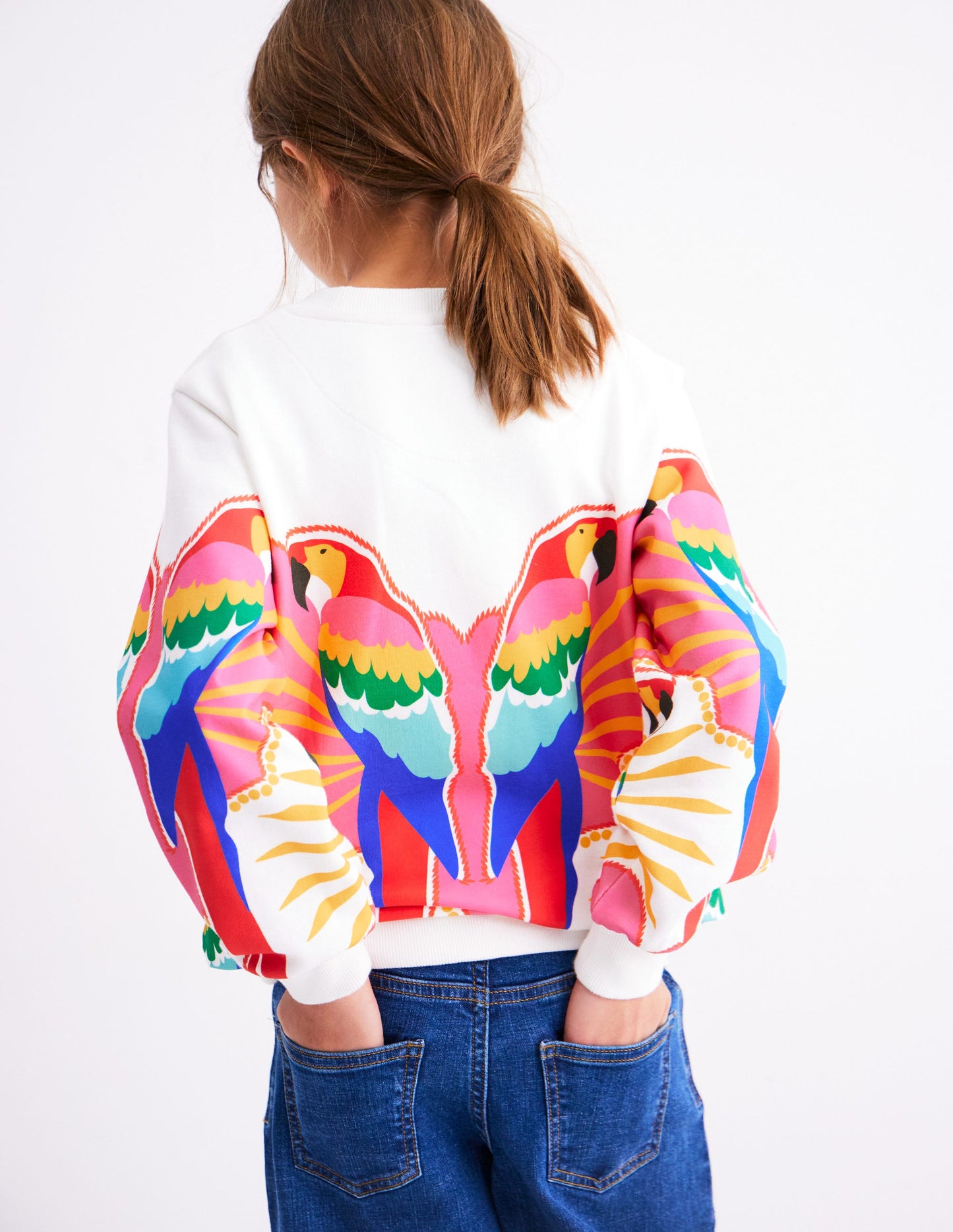Lockeres Sweatshirt mit Druck-Bunt Papagei