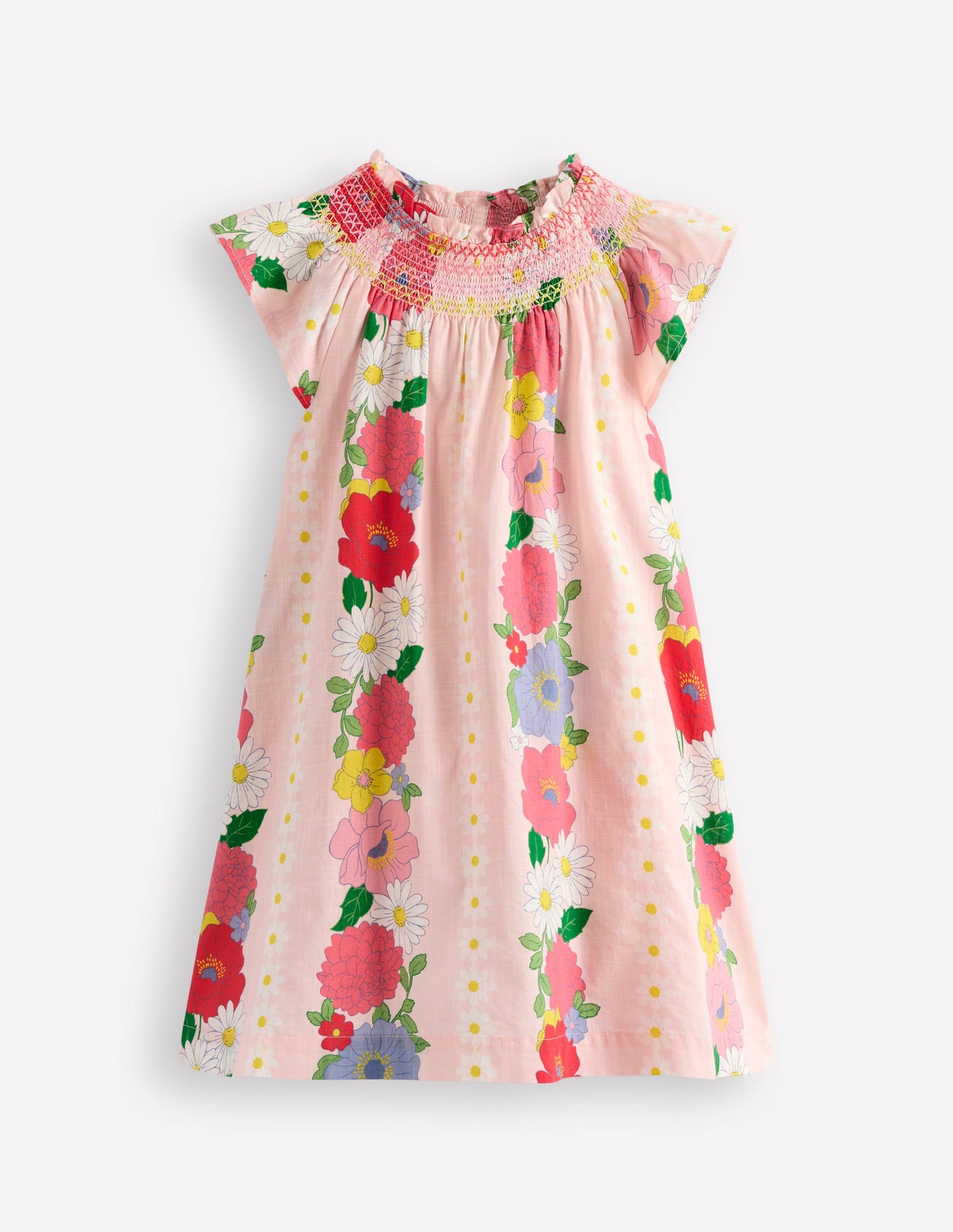 Freizeitkleid mit Smokdetail-Kreiderosa Blume
