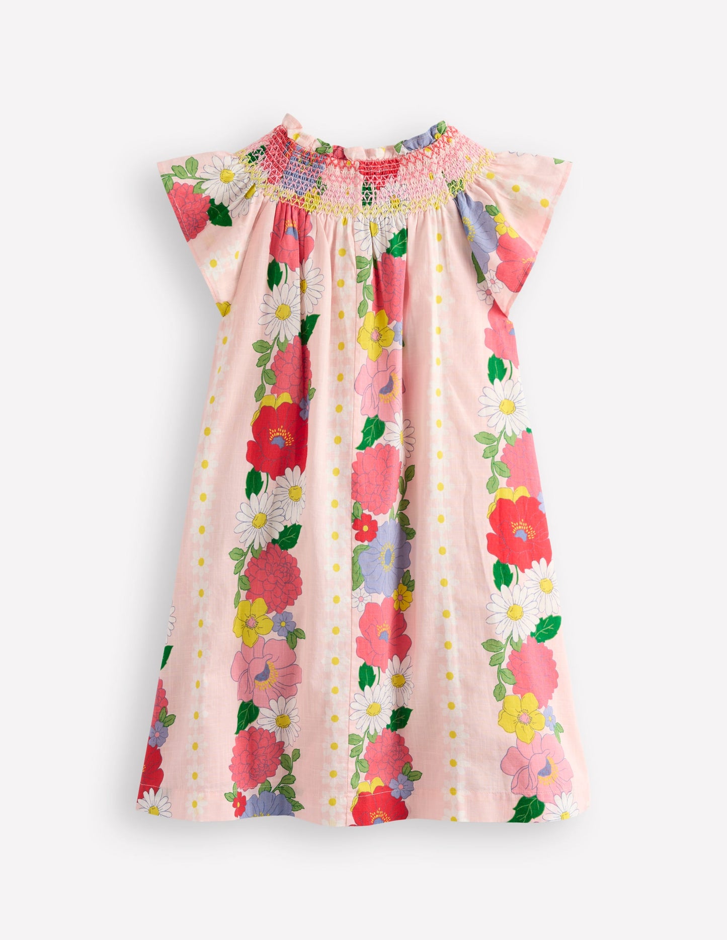 Freizeitkleid mit Smokdetail-Kreiderosa Blume