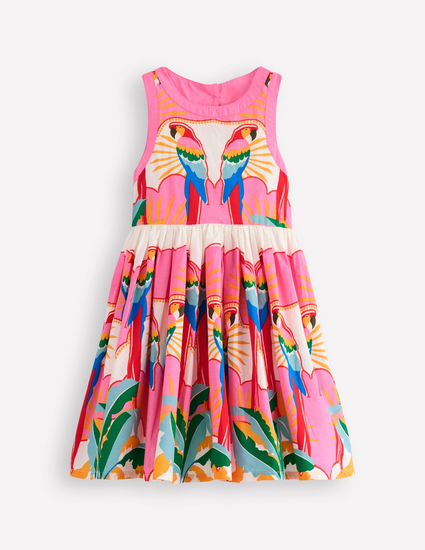 Harlow Kleid mit Rückendetail-Bunt Papagei