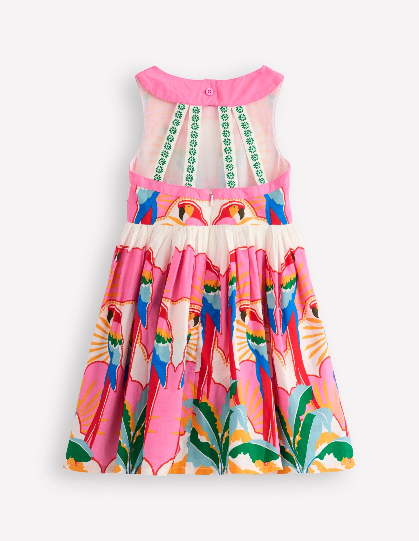 Harlow Kleid mit Rückendetail-Bunt Papagei