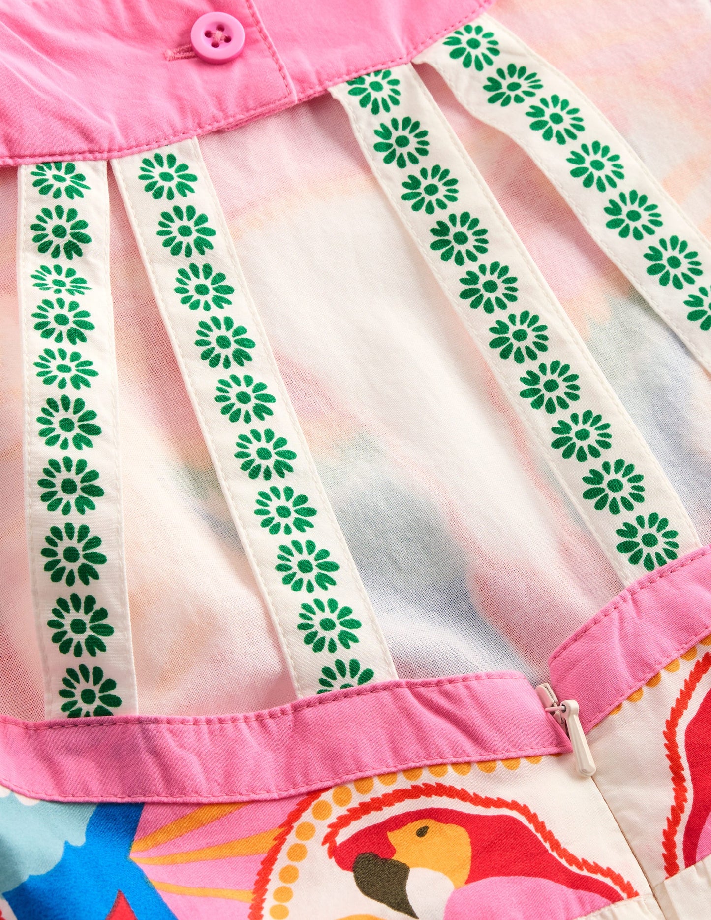 Harlow Kleid mit Rückendetail-Bunt Papagei