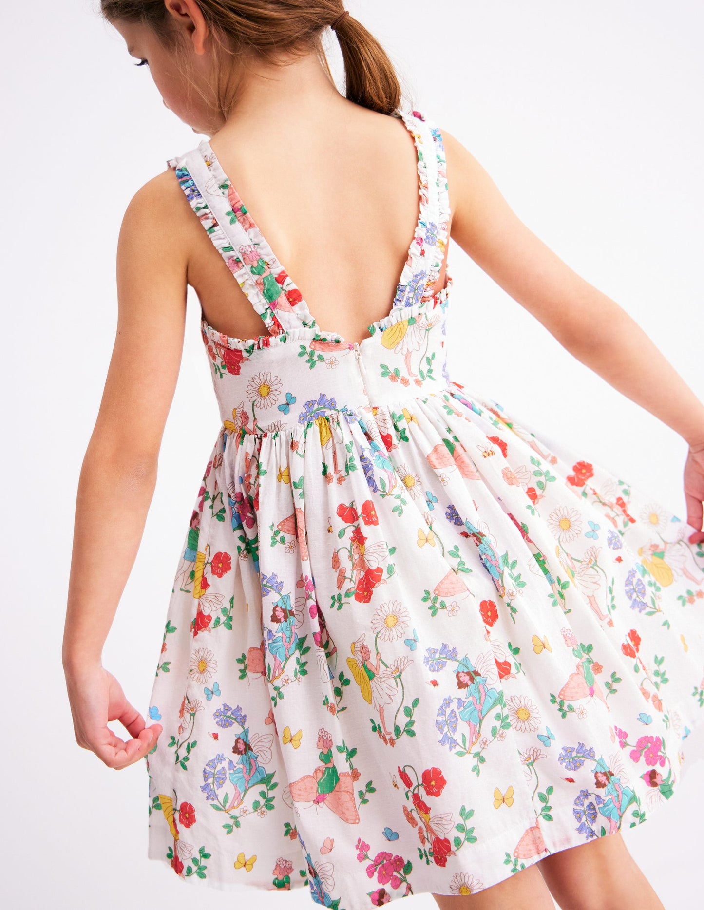 Luna Gewebtes Kleid mit Rüschenträgern-Bunt Blumenfee