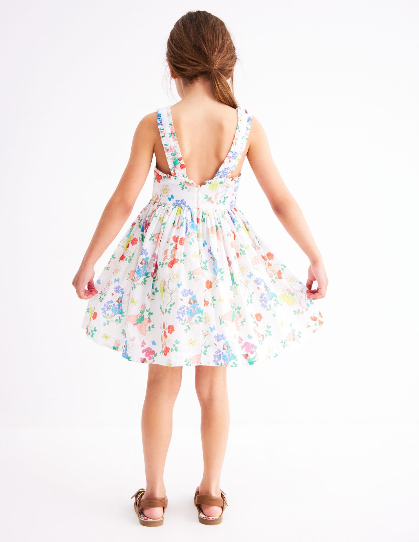 Luna Gewebtes Kleid mit Rüschenträgern-Bunt Blumenfee