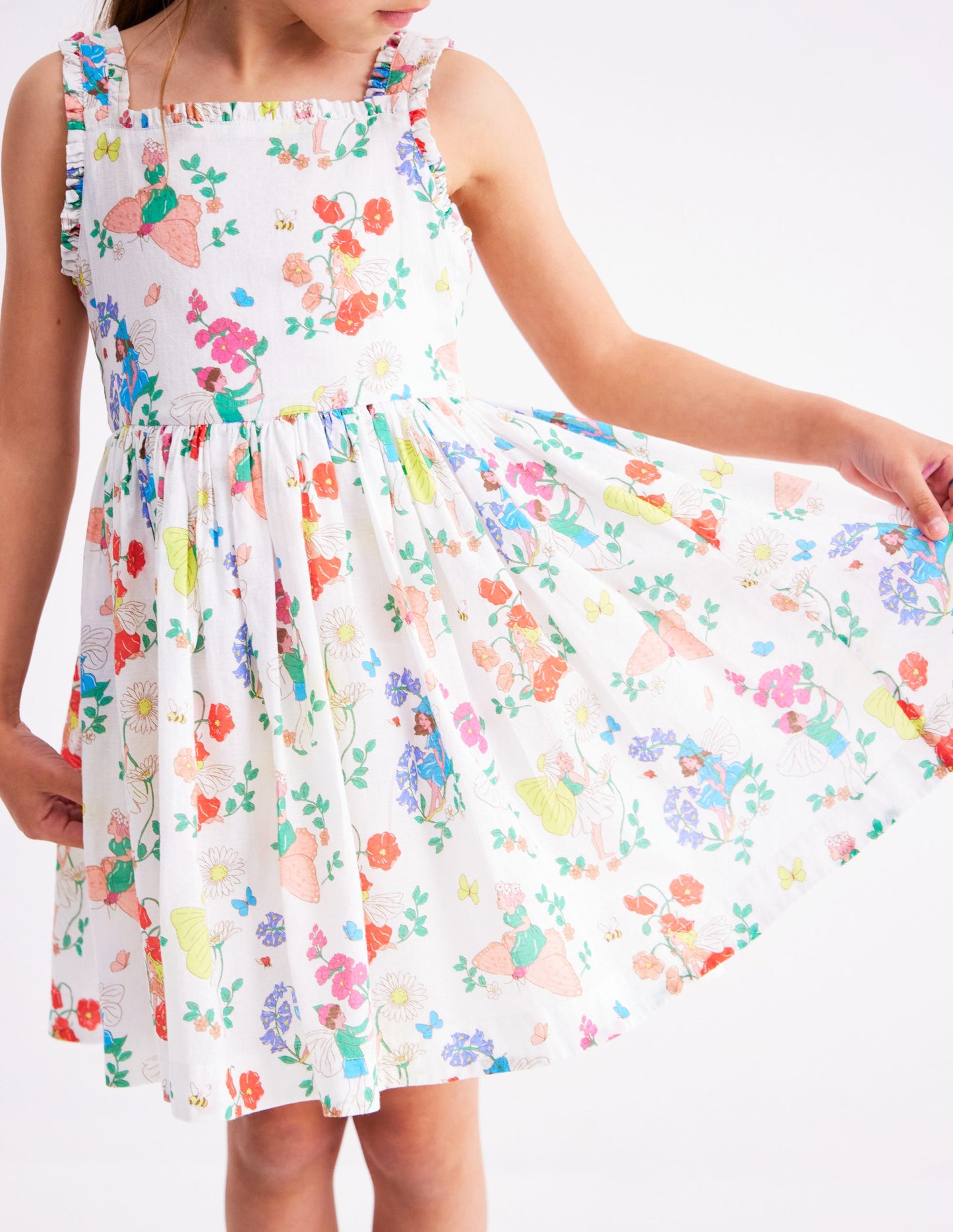 Luna Gewebtes Kleid mit Rüschenträgern-Bunt Blumenfee