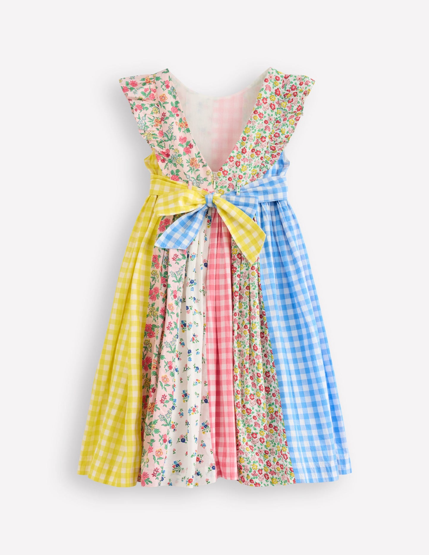 Midikleid mit Schleife am Rücken-Patchwork-Blumen