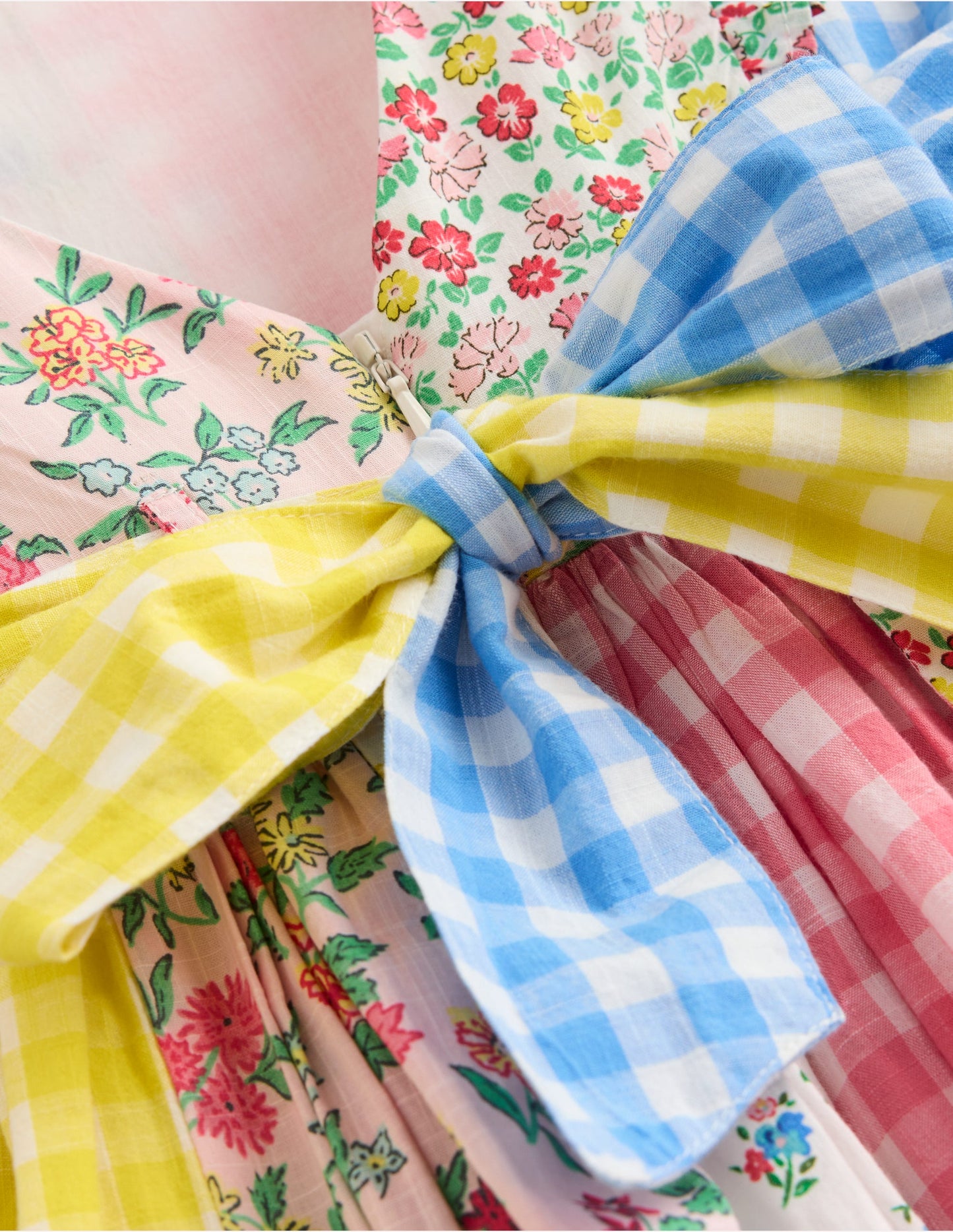 Midikleid mit Schleife am Rücken-Patchwork-Blumen