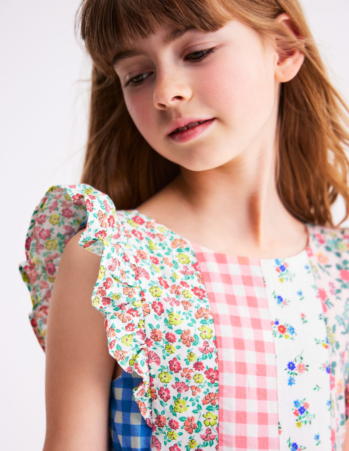 Midikleid mit Schleife am Rücken-Patchwork-Blumen