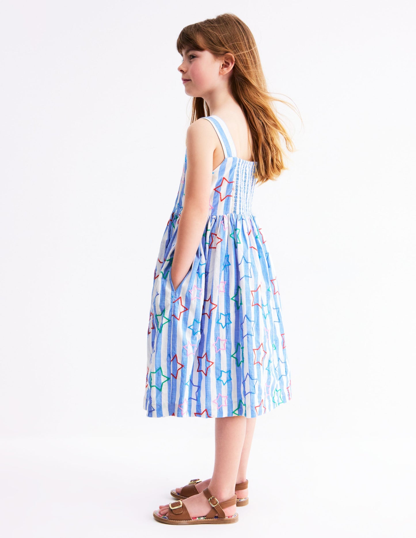 Remy Button Through Dress-Peacock Plume Blue Star