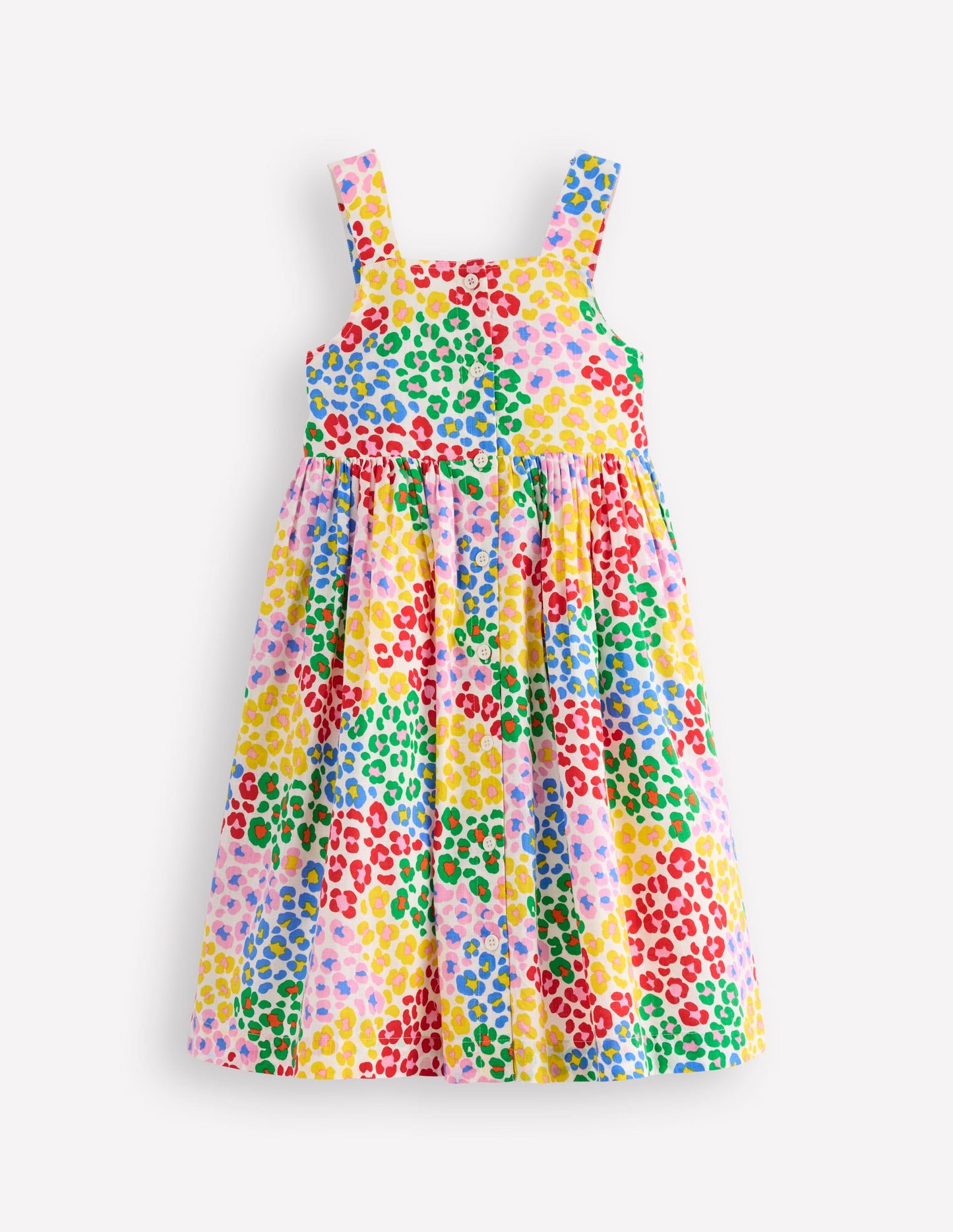 Remy Kleid mit durchgehender Knopfleiste-Bunt, Regenbogenfarbenes Leopardenmuster