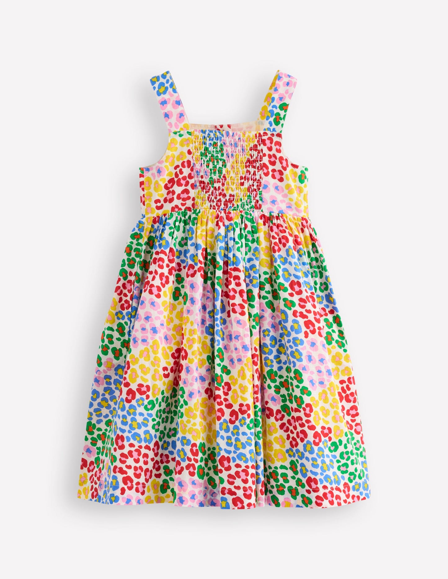 Remy Kleid mit durchgehender Knopfleiste-Bunt, Regenbogenfarbenes Leopardenmuster