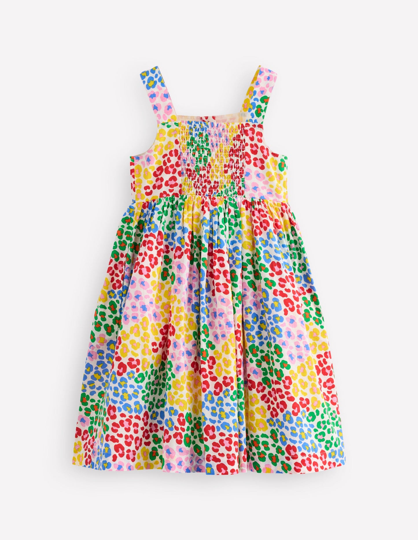 Remy Kleid mit durchgehender Knopfleiste-Bunt, Regenbogenfarbenes Leopardenmuster