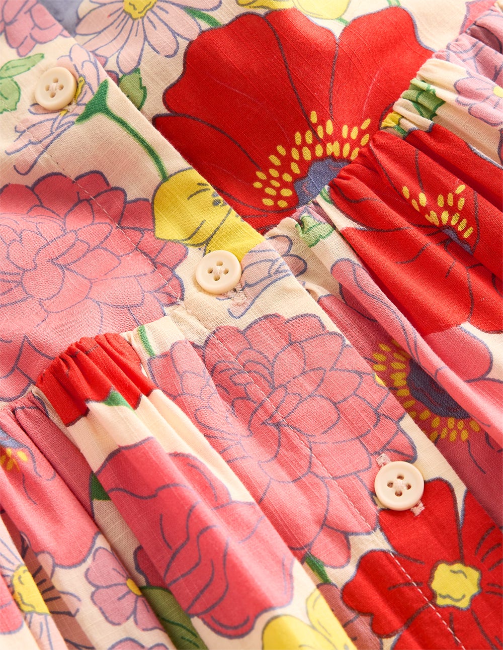 Remy Kleid mit durchgehender Knopfleiste-Bunt Sommergarten