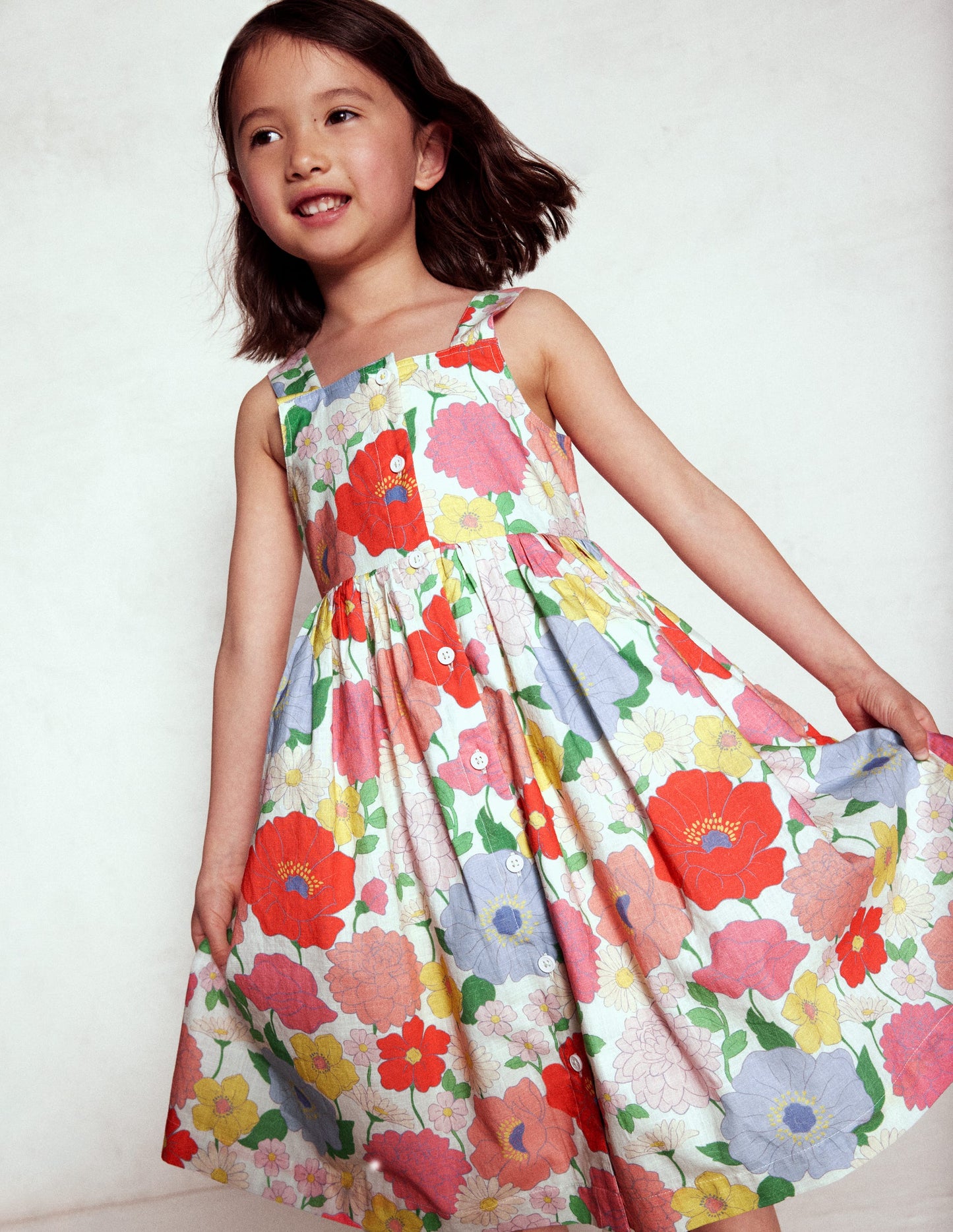Remy Kleid mit durchgehender Knopfleiste-Bunt Sommergarten