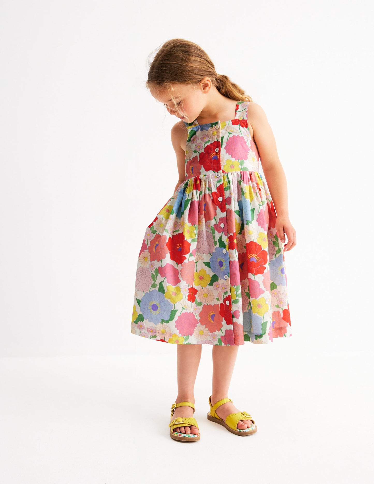 Remy Kleid mit durchgehender Knopfleiste-Bunt Sommergarten