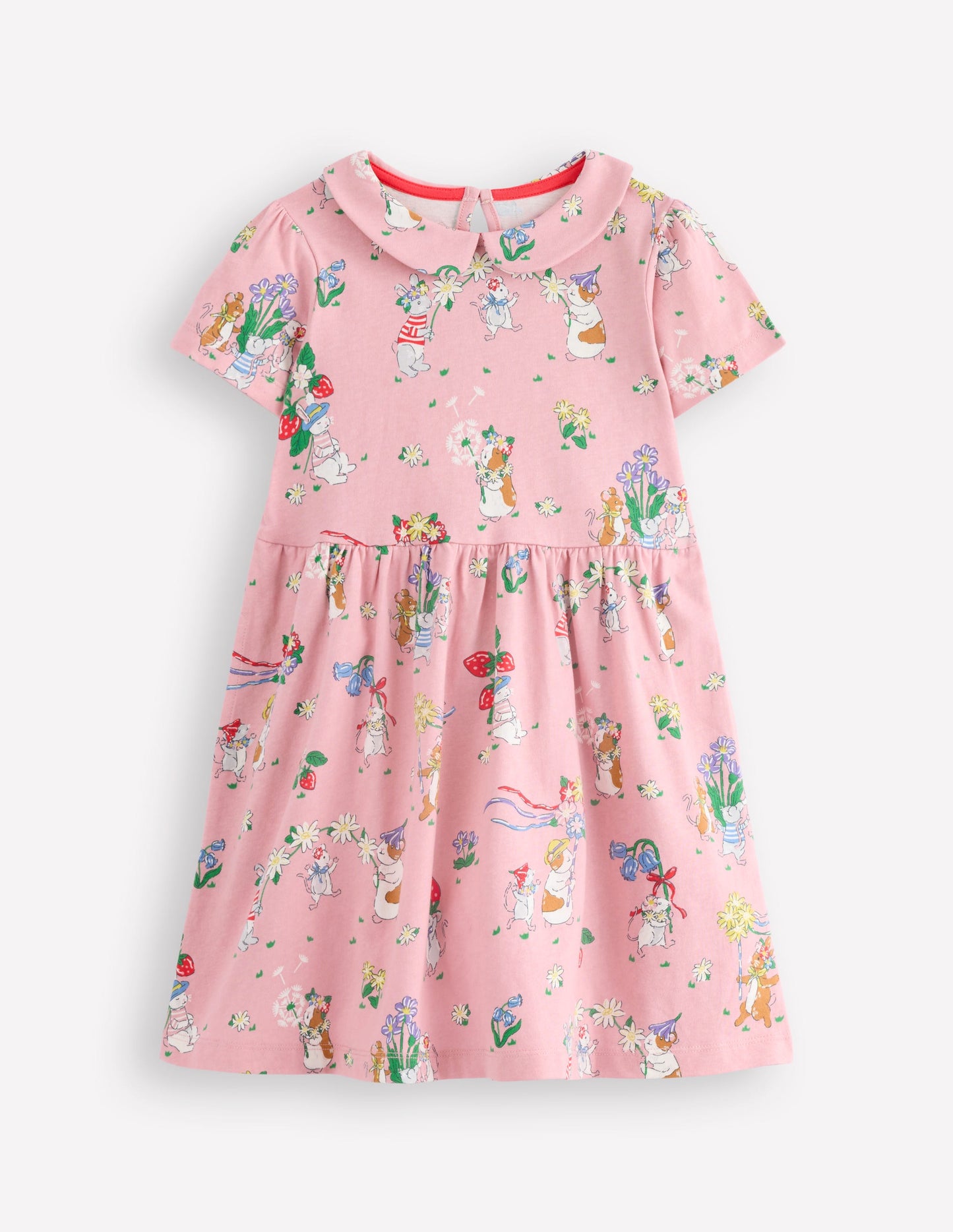 Peter Pan Collar Jersey Dress-Vintage Pink May Day