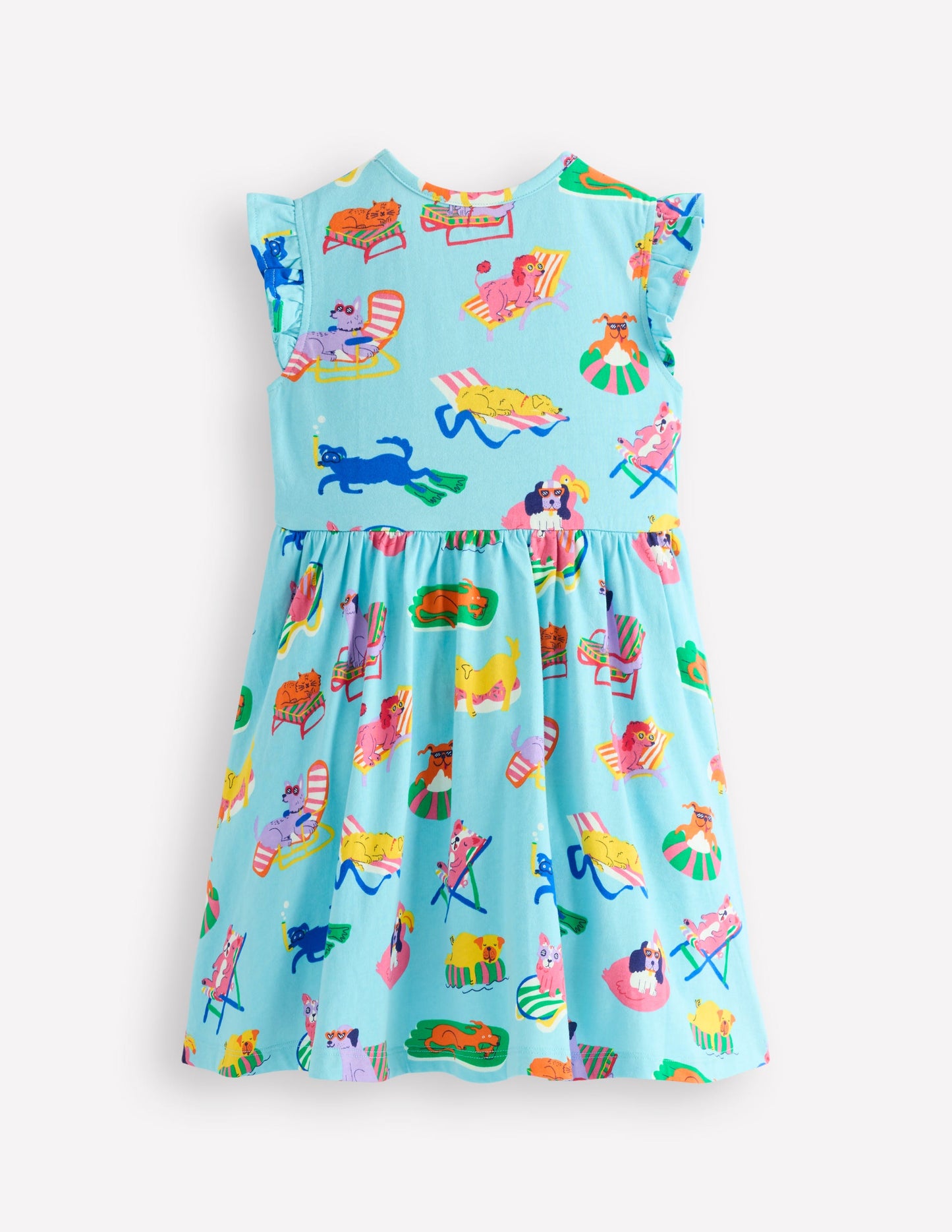 Posie Kleid mit Rüschenärmeln-Strand von Barbados Haustiere am Pool
