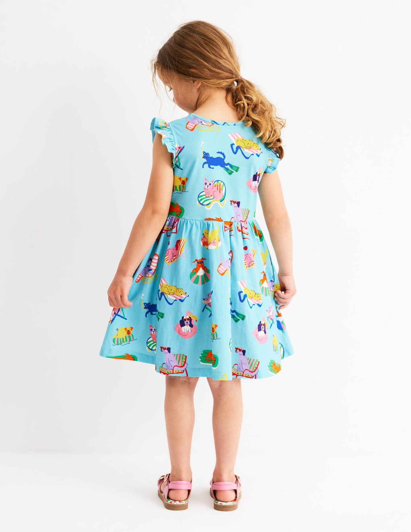 Posie Kleid mit Rüschenärmeln-Strand von Barbados Haustiere am Pool