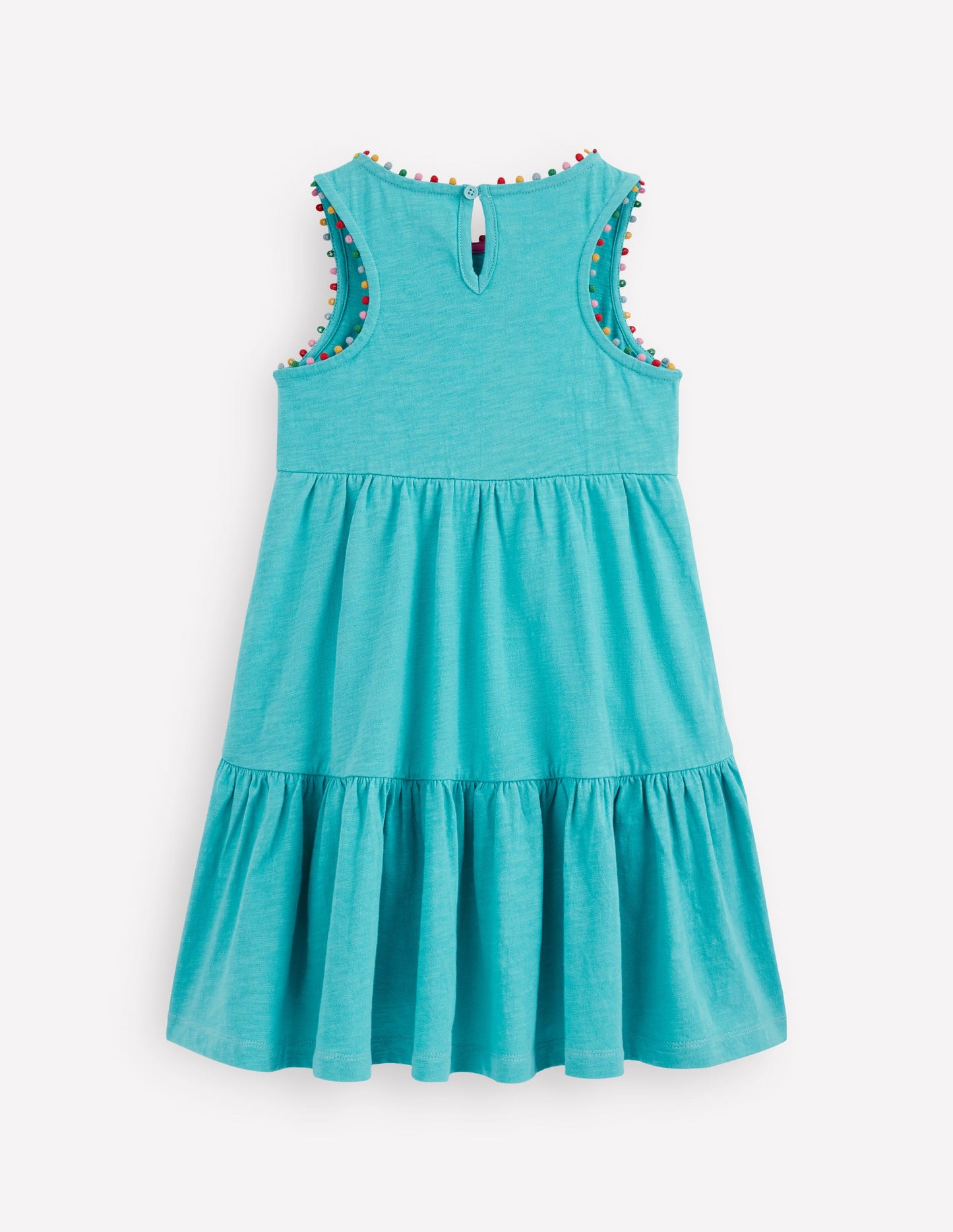 Ali Jerseykleid mit Bommelbesatz-Karibikblau