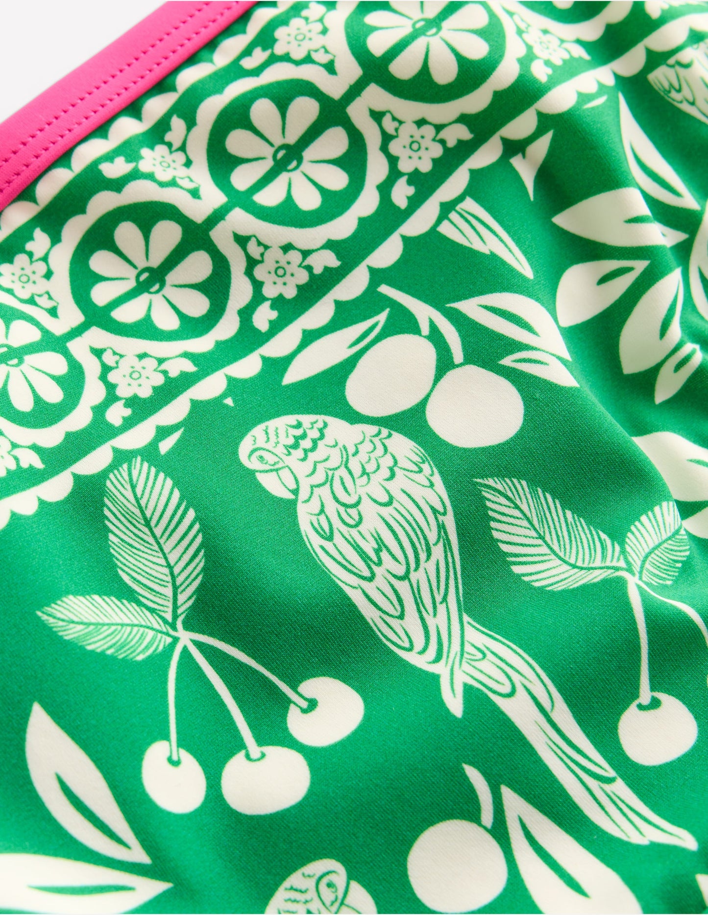 Bas de bikini à motif-Motif Parrot Palm émeraude profond