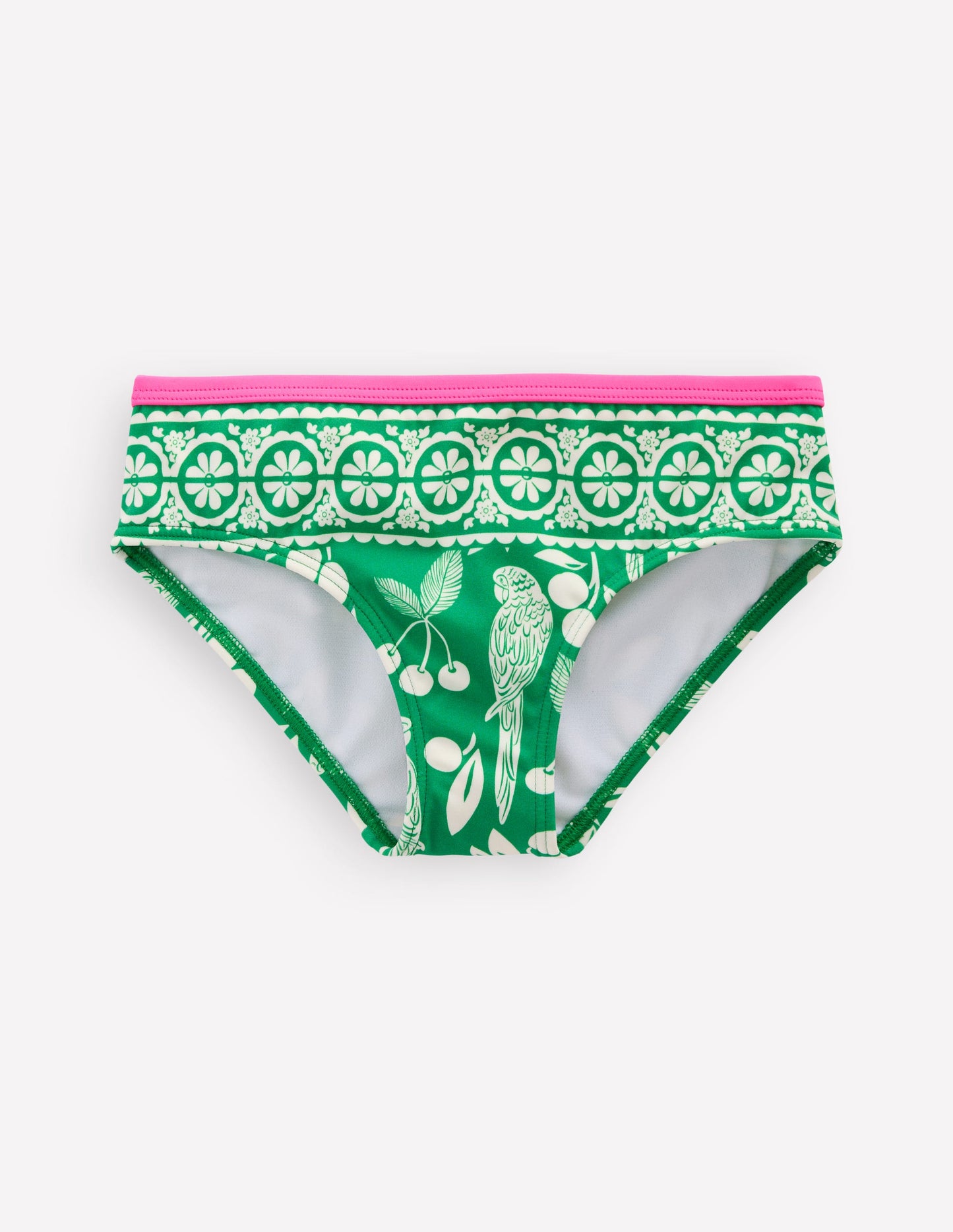 Bas de bikini à motif-Motif Parrot Palm émeraude profond