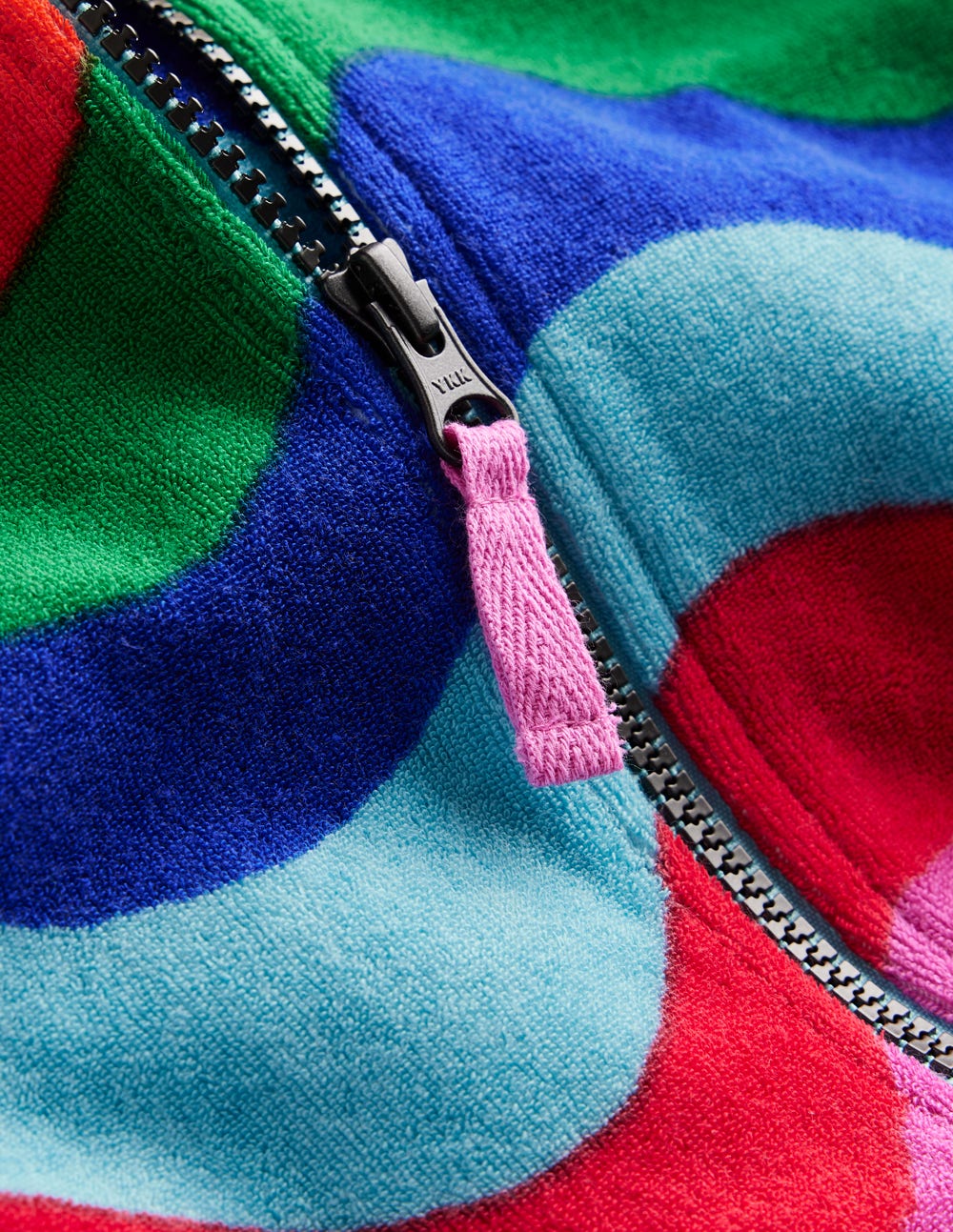 Romie Frottee-Badeponcho mit Reißverschluss-Bunt Wellen Streifen