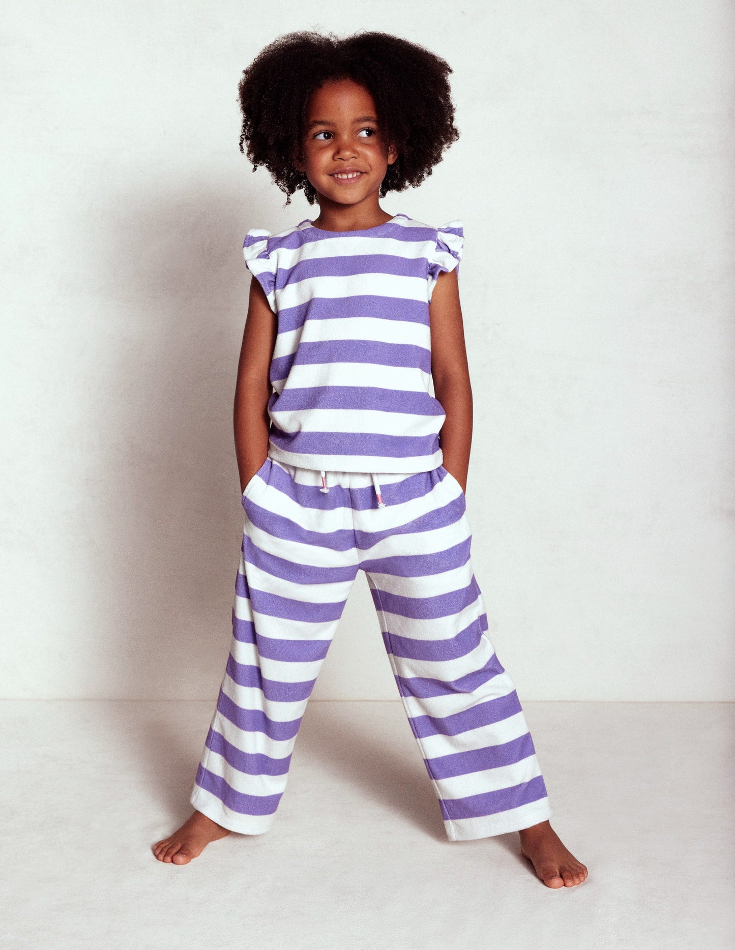 Frottee-Hose-Sanftes Naturweiß/Asternlila