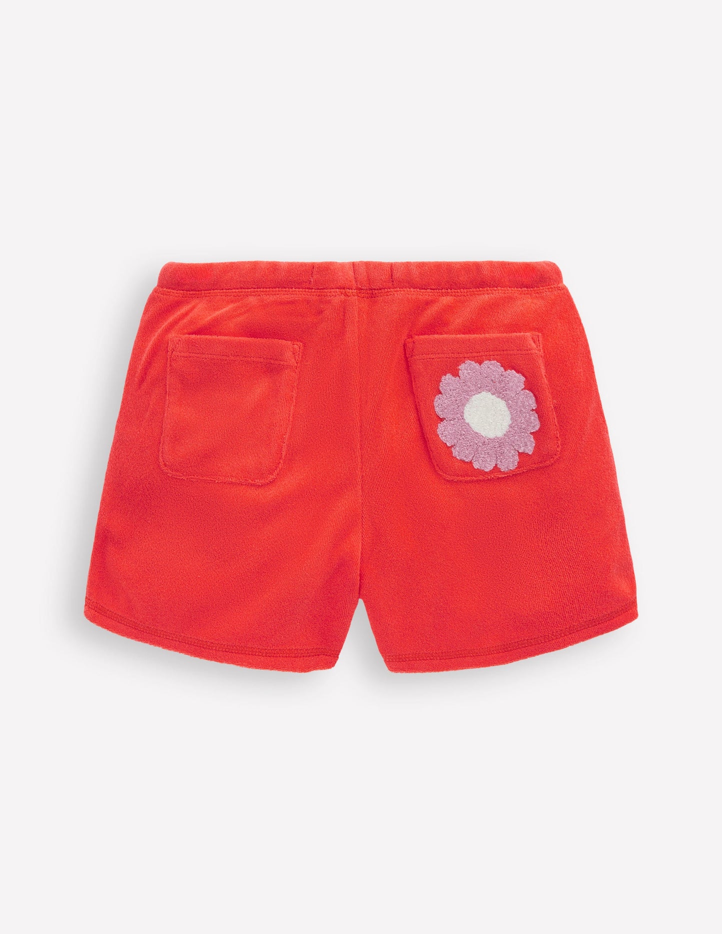 Gemusterte Frottee-Shorts-Korallenorange Blumen