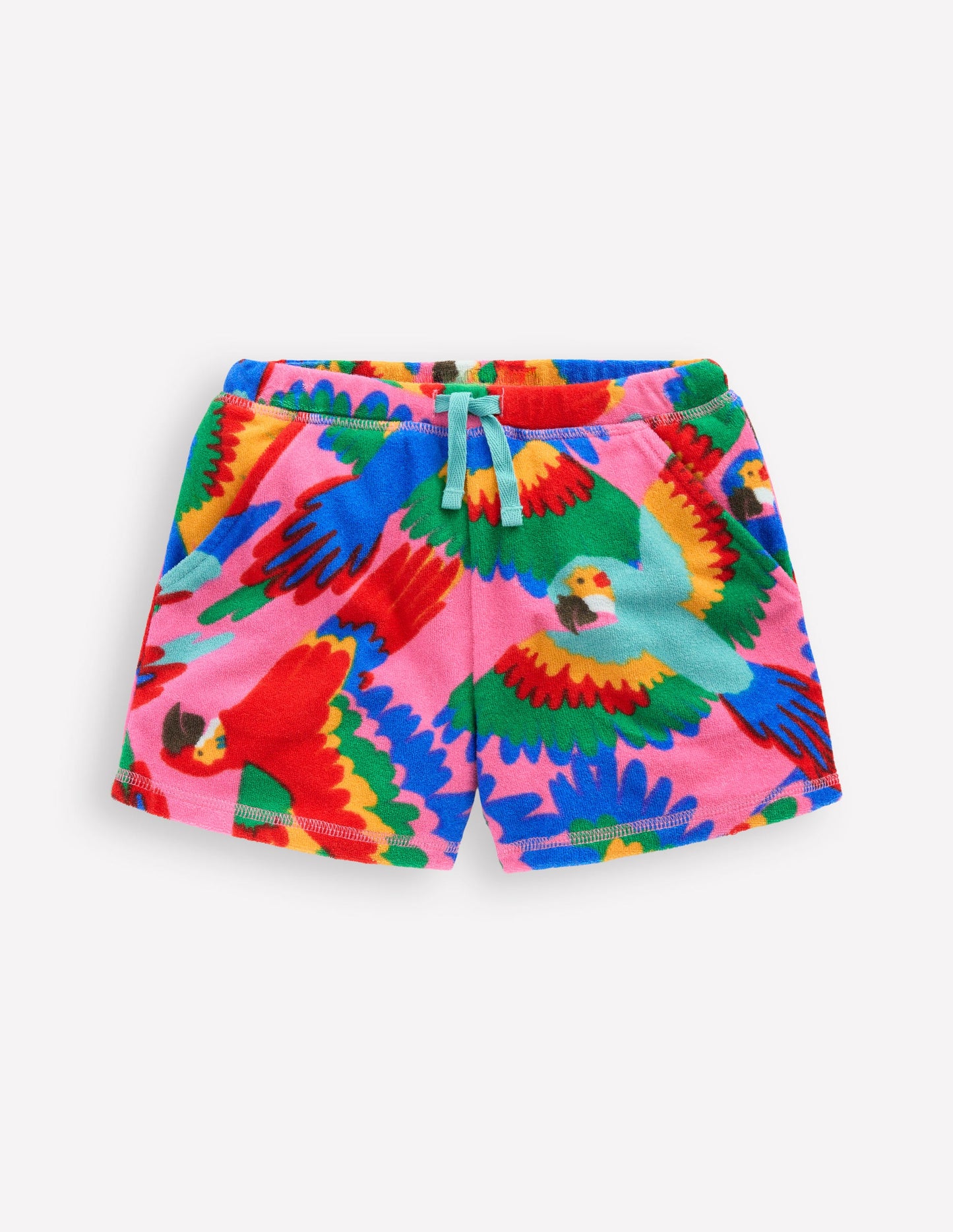 Gemusterte Frottee-Shorts-Bunt Regenbogen Papagei